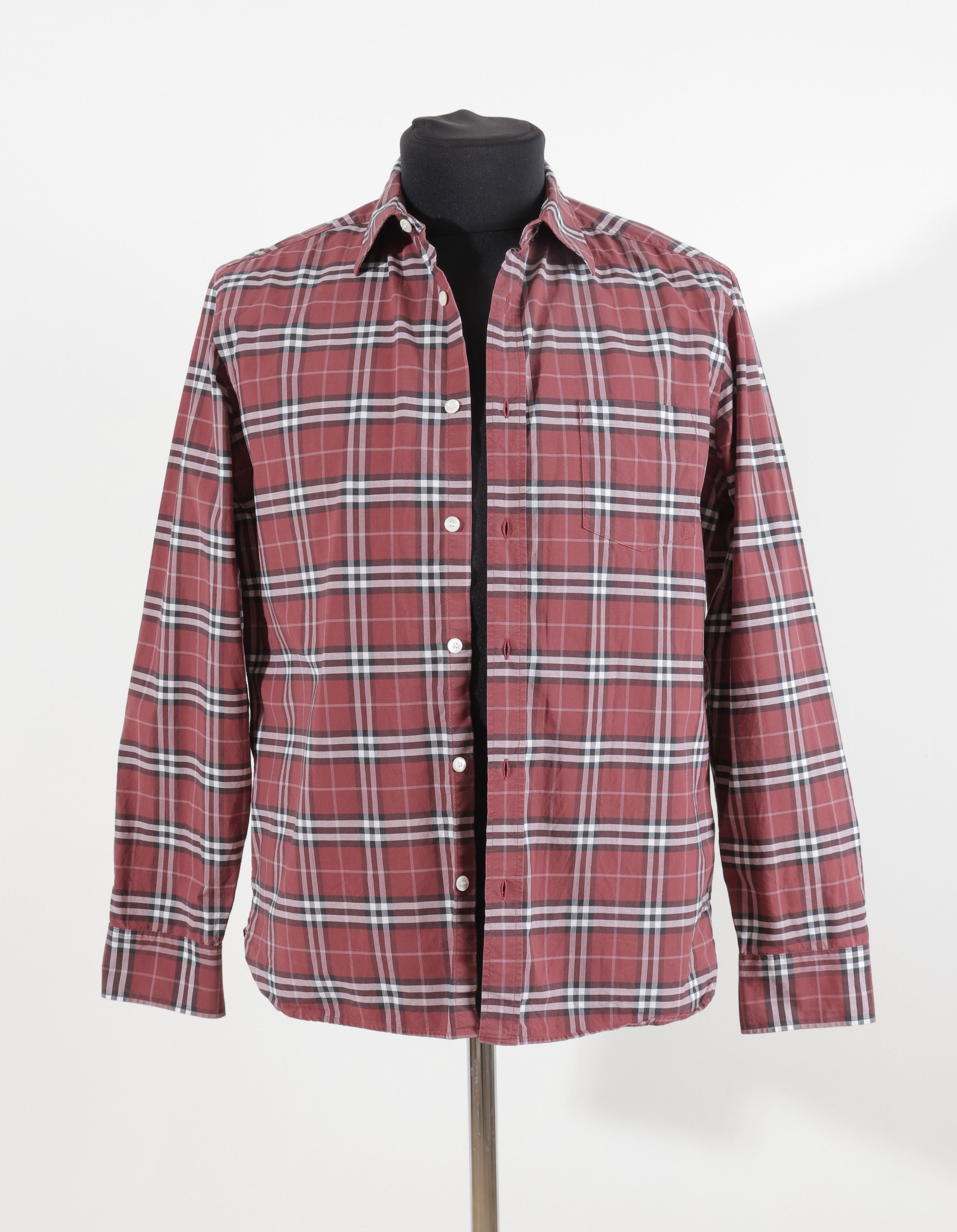 Image of Men's Burberry London Cotton Red Check Shirt Size L 180/100A