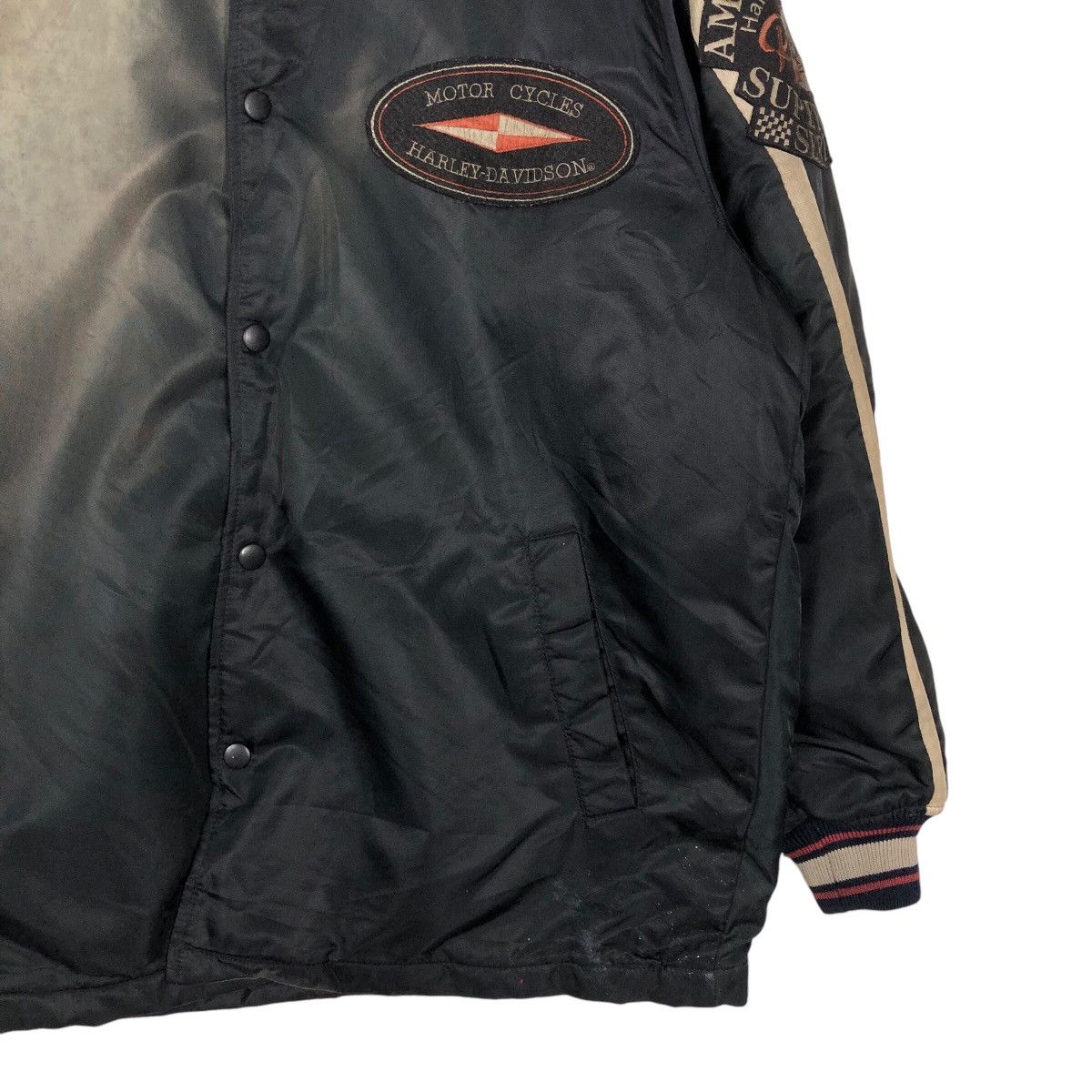 Harley Davidson × Vintage Vintage Bomber Racing Biker Jacket Harley Davidson SunFaded Size US L / EU 52-54 / 3 - 7 Thumbnail