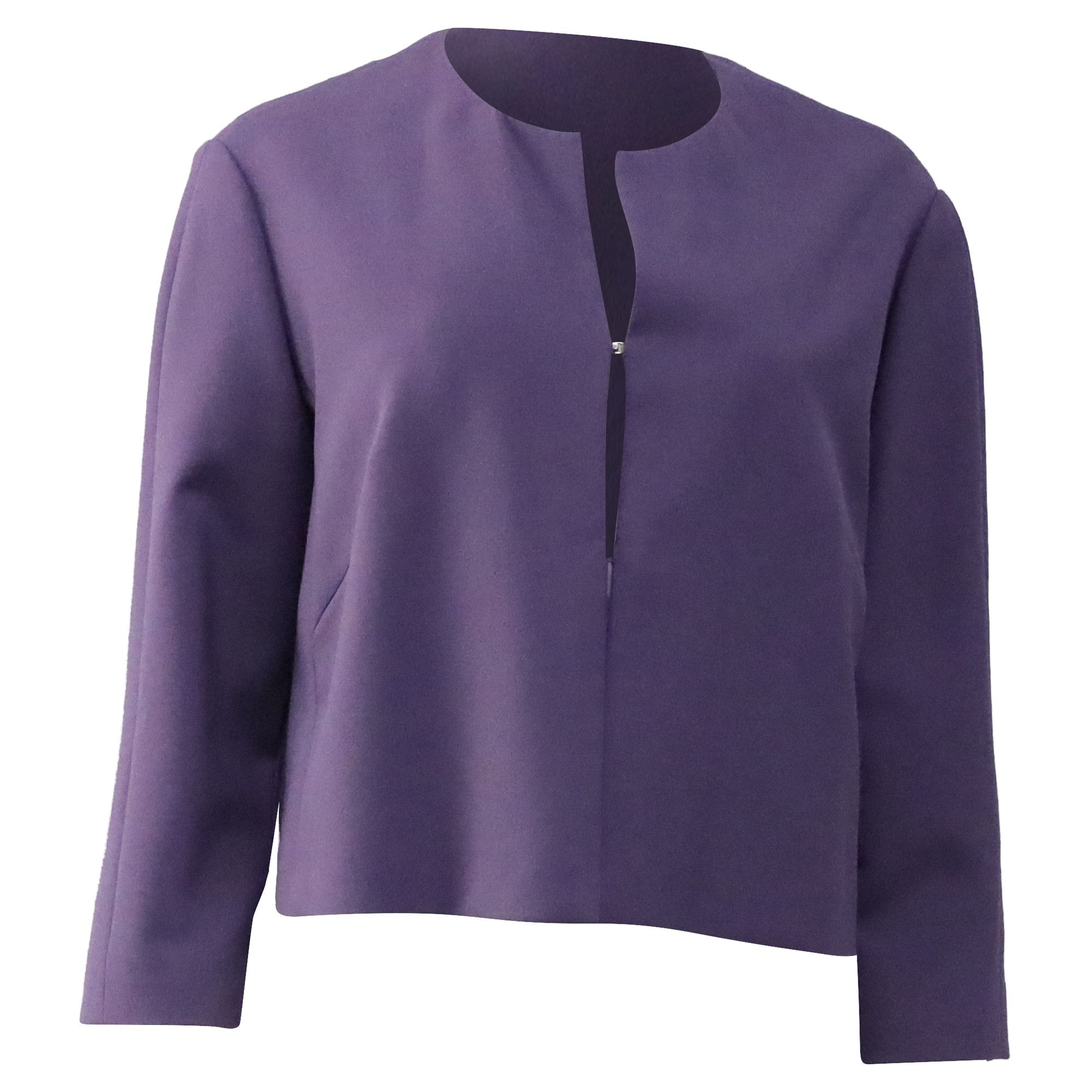 Hugo Boss Hugo Boss Jileky Collarless Short Jacket in Purple Polyester Size XS / US 0-2 / IT 36-38 - 1 Thumbnail