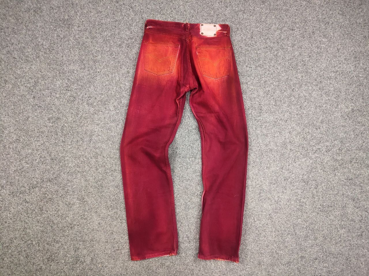 Levi's Vintage 90's Levis 501 DIstressed Denim Paint Red Jeans Size US 29 - 12 Thumbnail