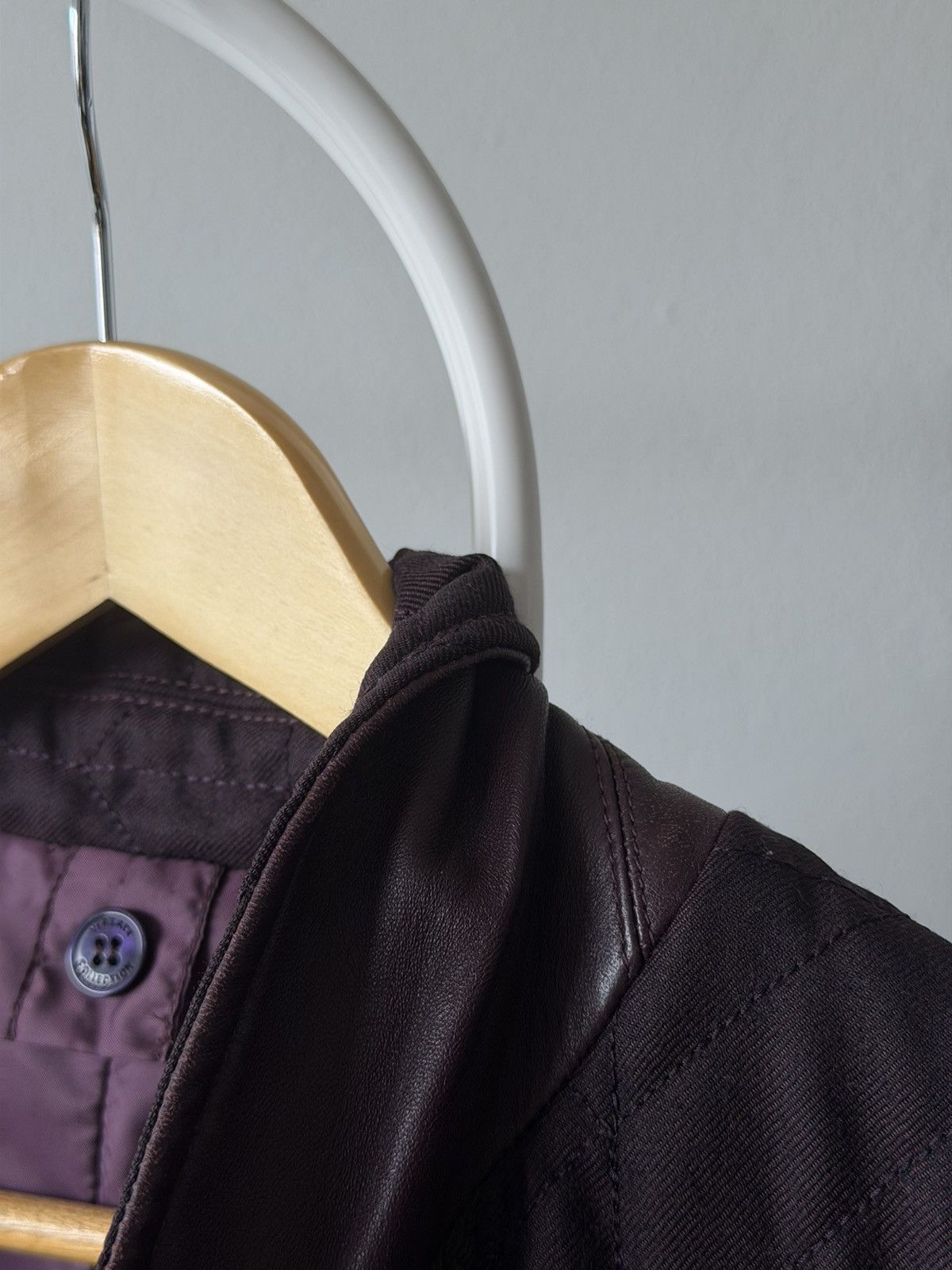 Versace Versace Collection Purple Wool Quilted Jacket Blazer Leather Size US M / EU 48-50 / 2 - 8 Thumbnail