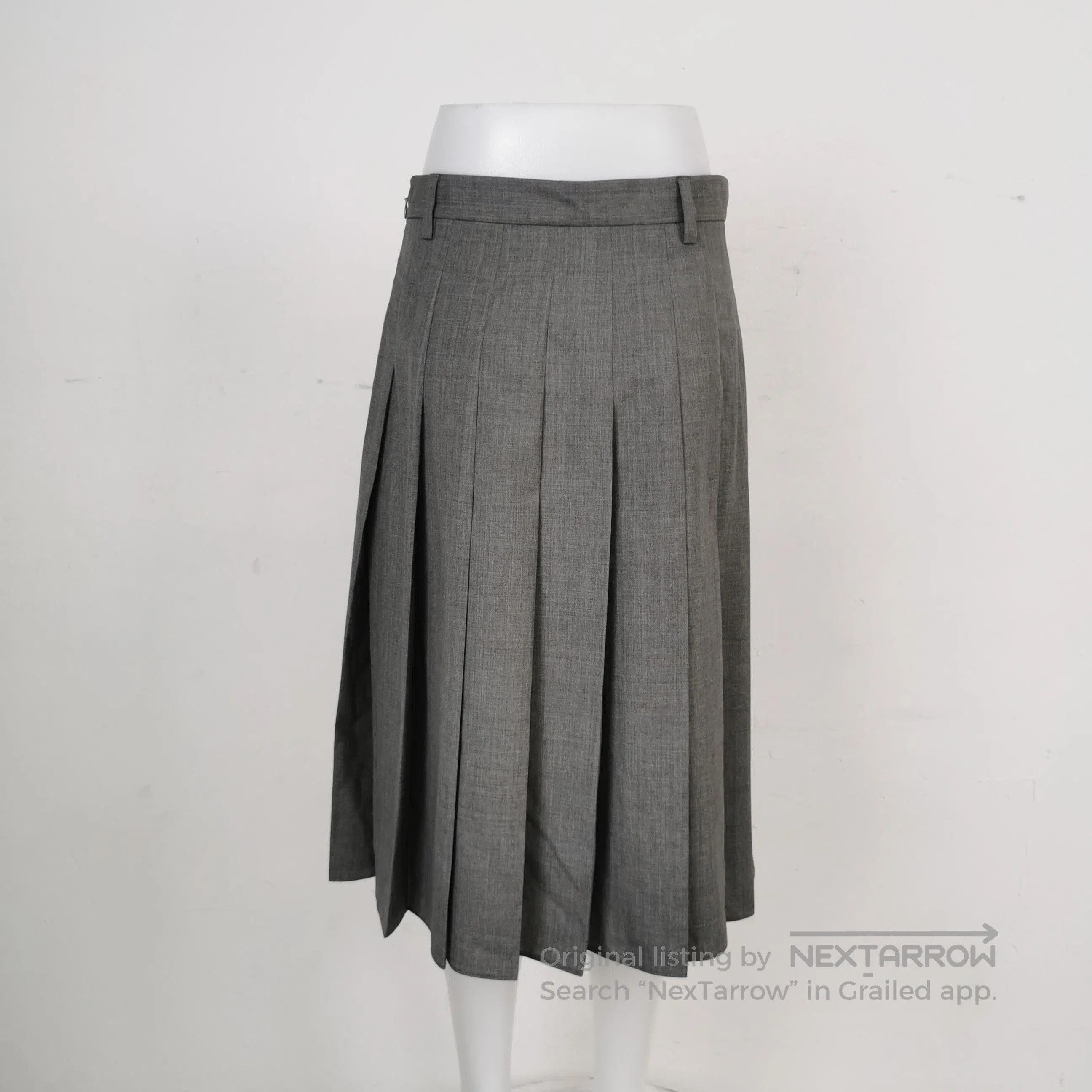 Prada Prada Gray Pleated Wool Midi Skirt . Size 37" - 2 Thumbnail
