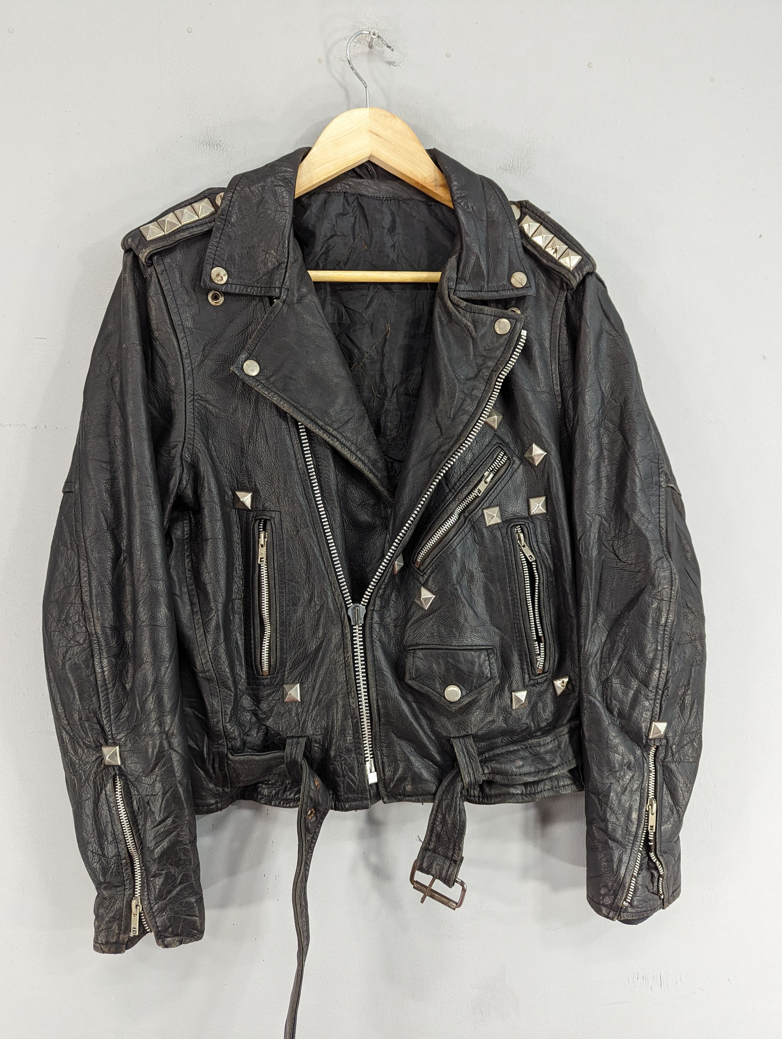 Vintage Vintage 80s Unbrand Double Collar Punk Style Leather Jacket Size US S / EU 44-46 / 1 - 2 Thumbnail