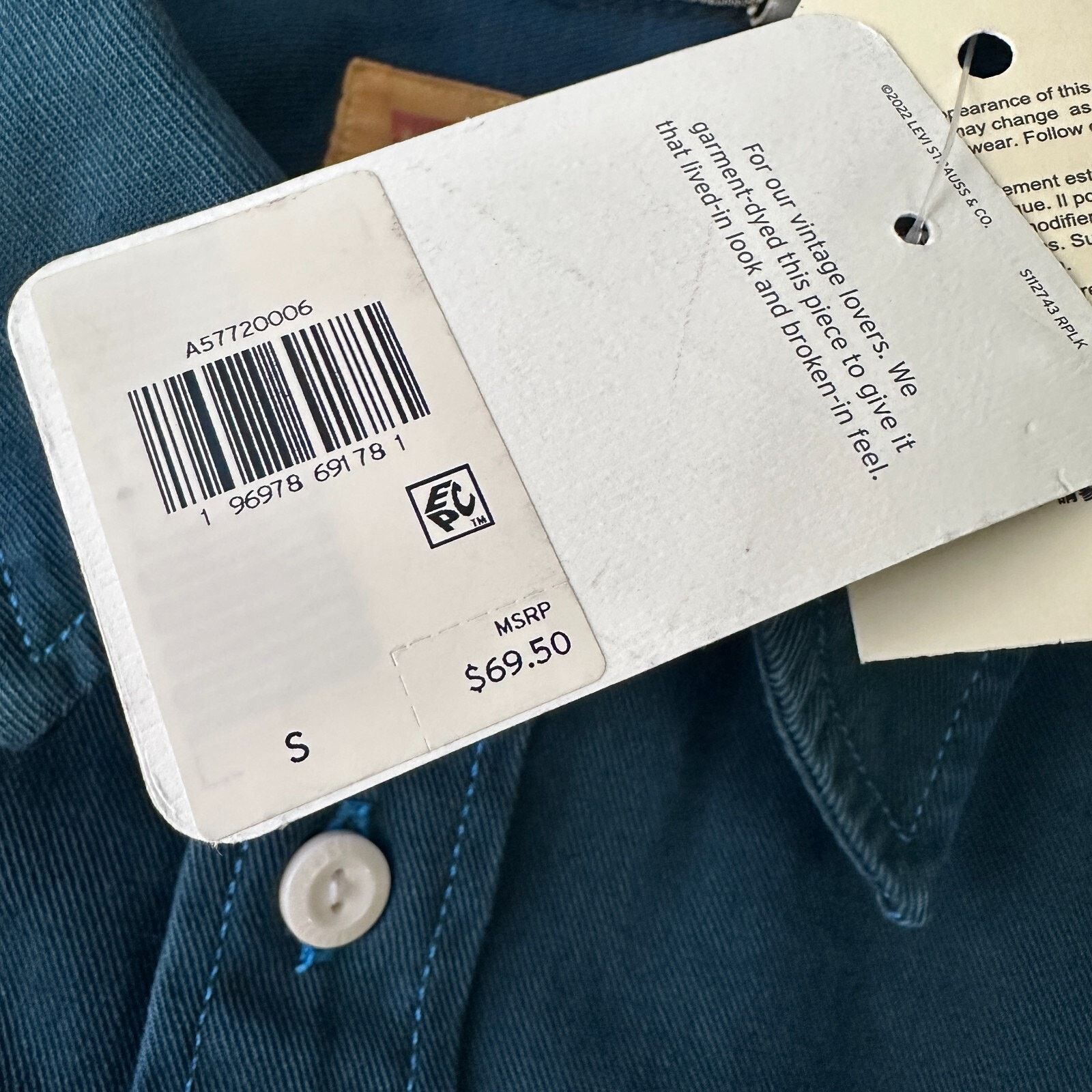 Levi's Levi's Work Shirt Small Teal Work To Be Done Garment Dyed Size US S / EU 44-46 / 1 - 5 Thumbnail