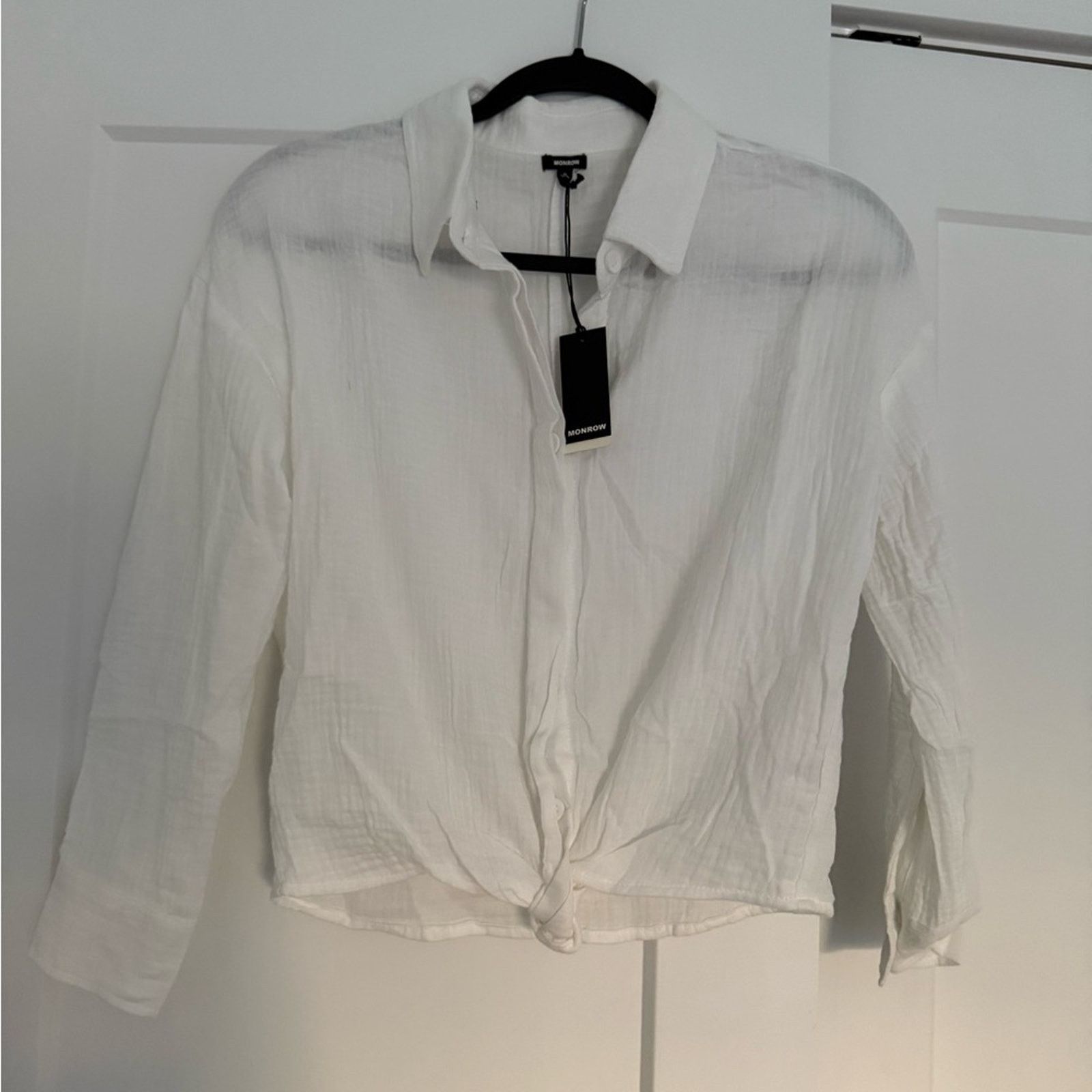 MONROW New Monrow White Cotton Gauze Button Down Small $128 Size S / US 4 / IT 40 - 3 Thumbnail