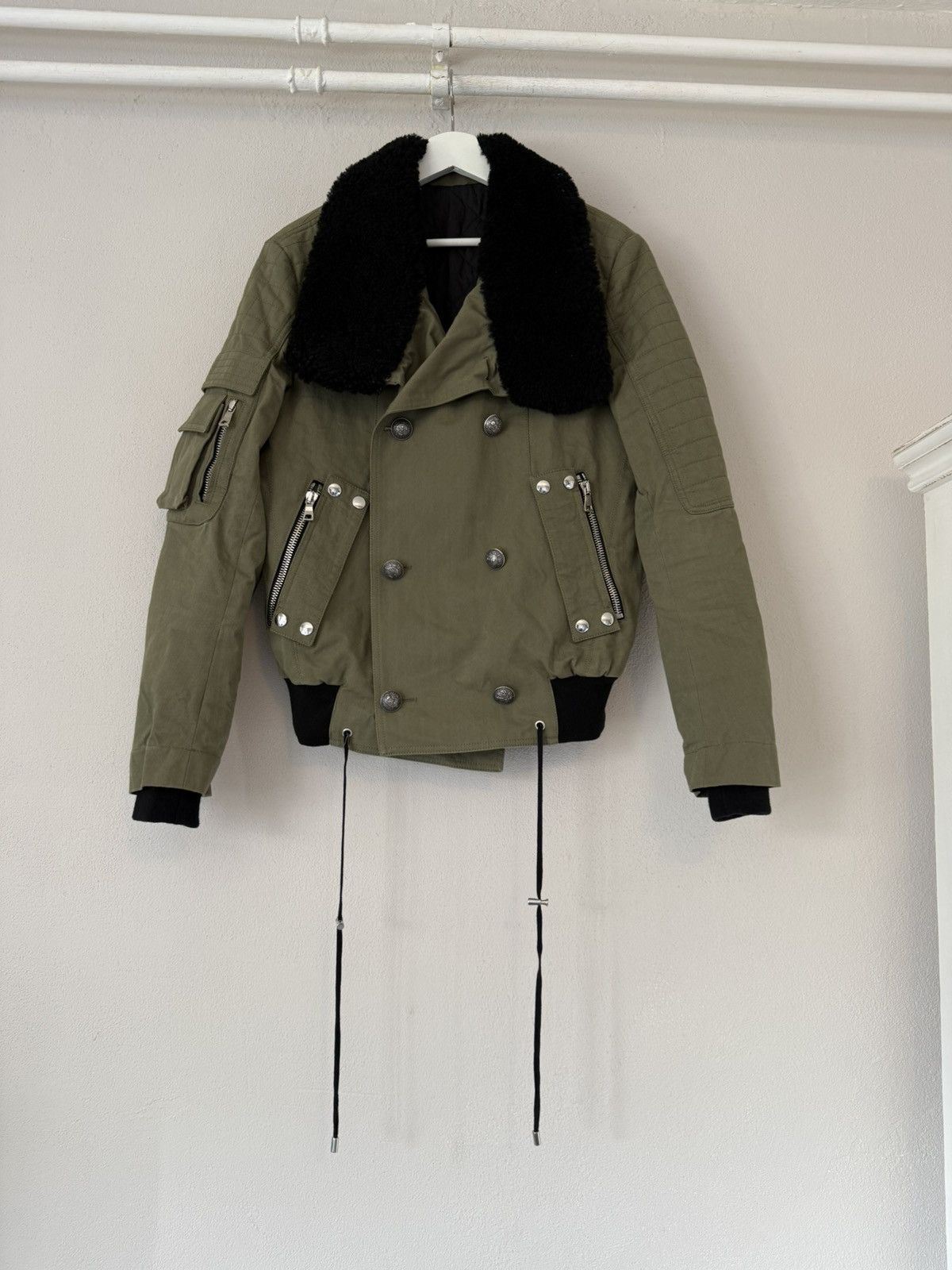 Balmain Military Bomber Jacket with Shearling Collar Size US M / EU 48-50 / 2 - 3 Thumbnail