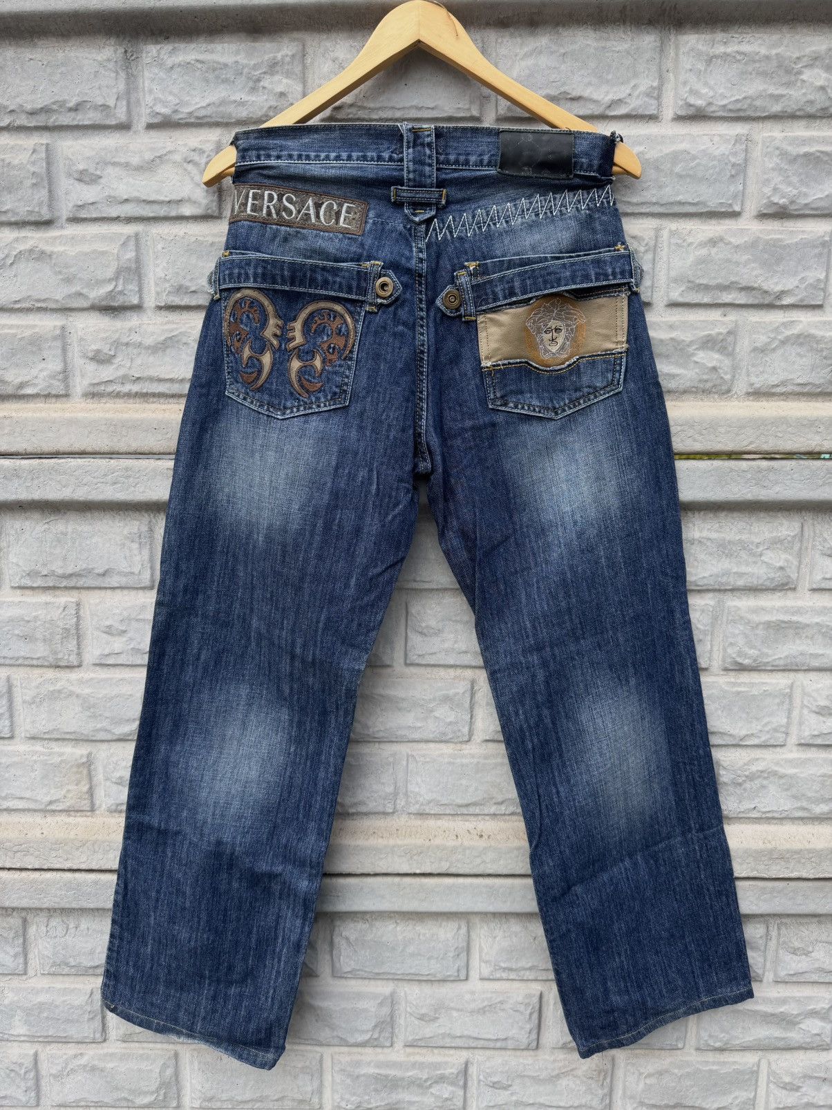 90s Versace Medusa Big Logo Flared Bootcut Jeans Y2K