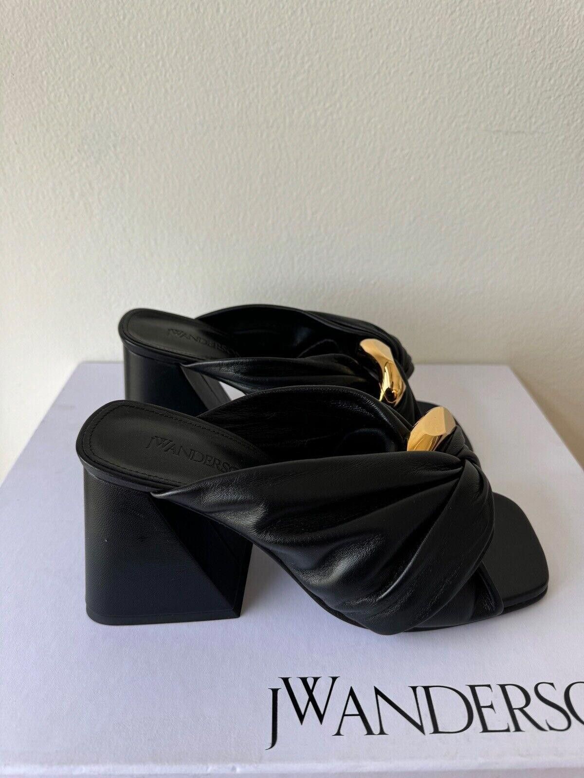 Jw Anderson Black Heel Shoes Chain Link Mule Sandals 37 7 6, Women's (Size 7.5)