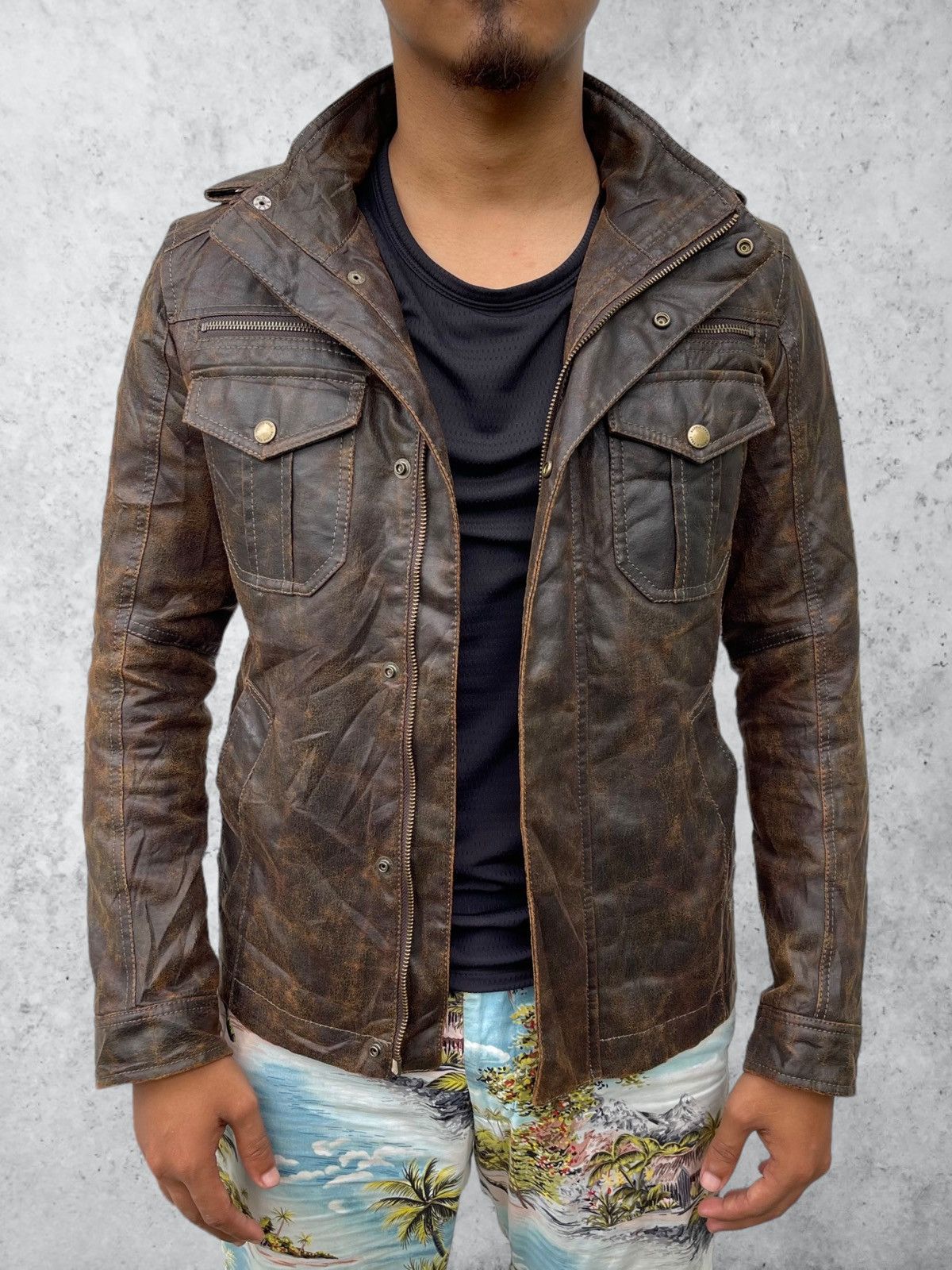 Japanese Brand Rattle Trap Fur Collar Red Leather Jacket