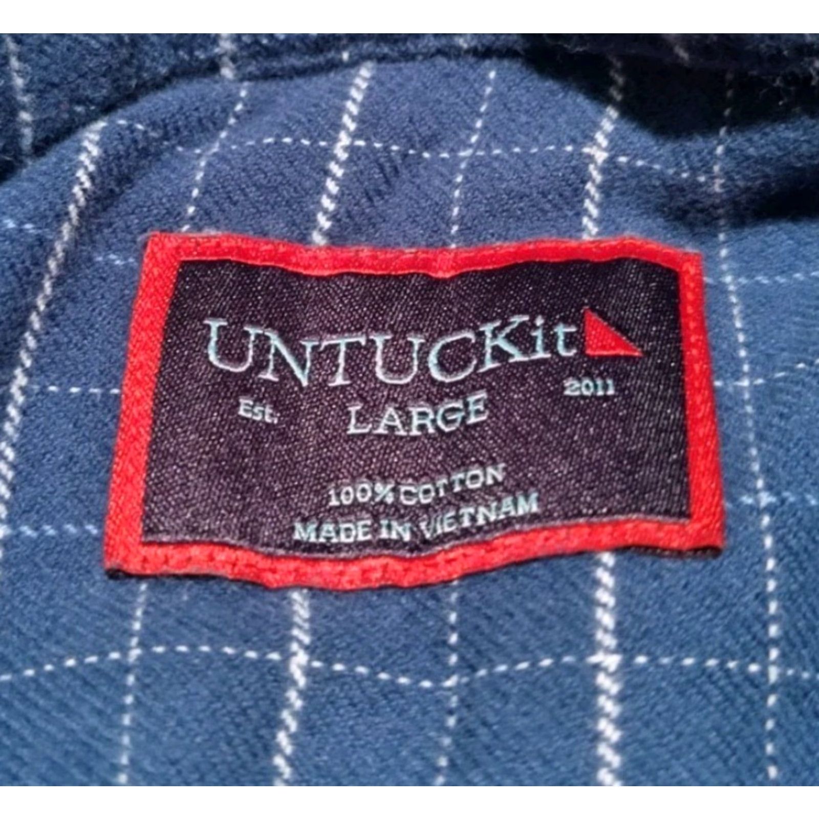 UNTUCKit VINTAGE UNTUCKit Men's Flannel Shirt Long Sleeve Casual Button-Up Blue White 90s Mens Size US L / EU 52-54 / 3 - 7 Thumbnail