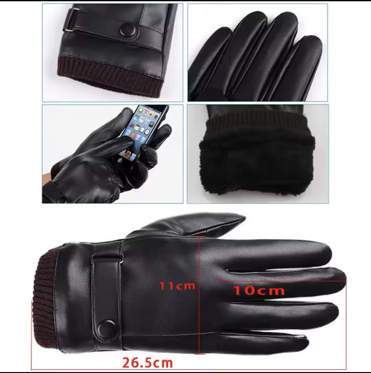 Designer Pu leather gloves business style Size ONE SIZE - 9 Thumbnail