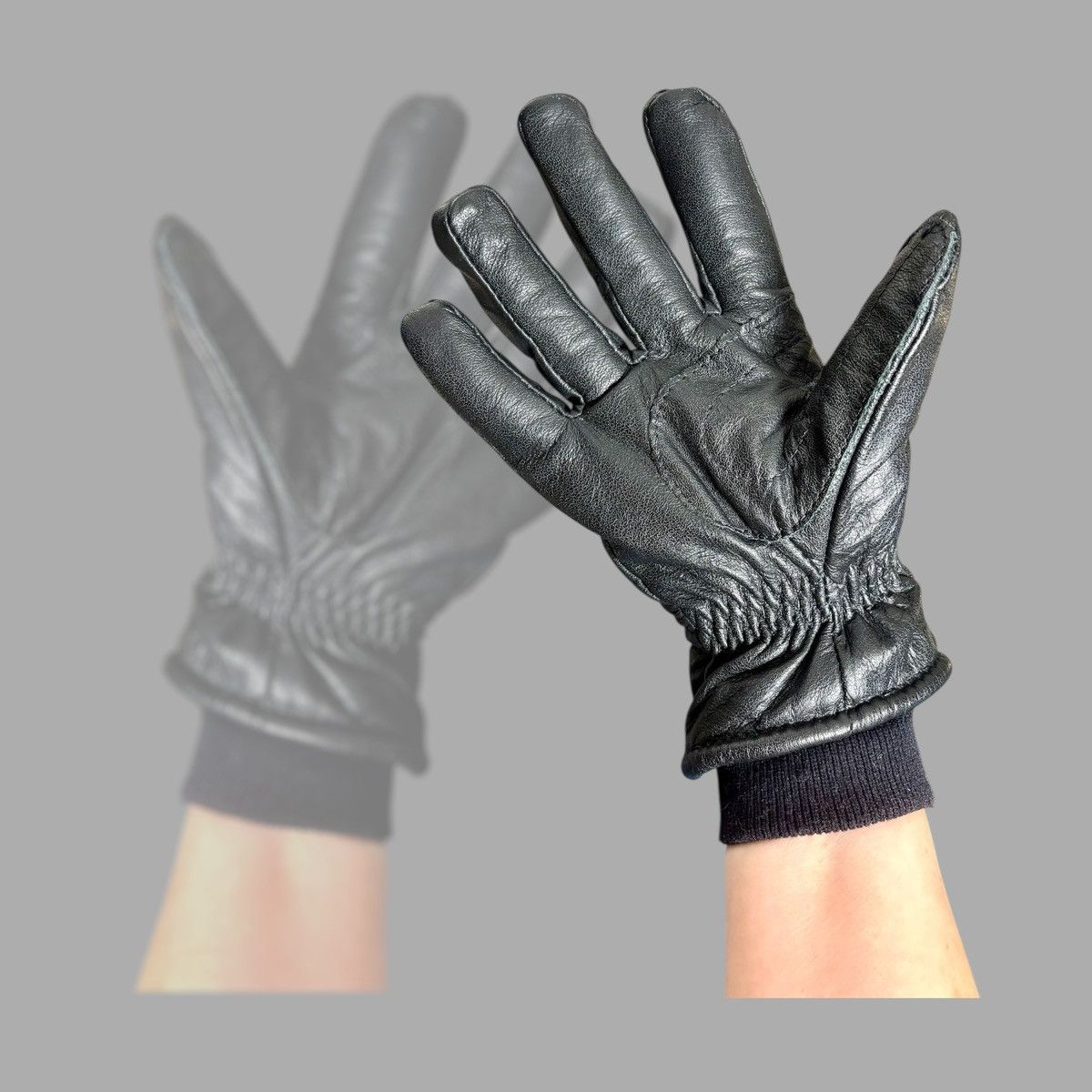 Other Unisex Black Warm Insulated Cuffed Leather Gloves Sz S Size ONE SIZE - 2 Thumbnail