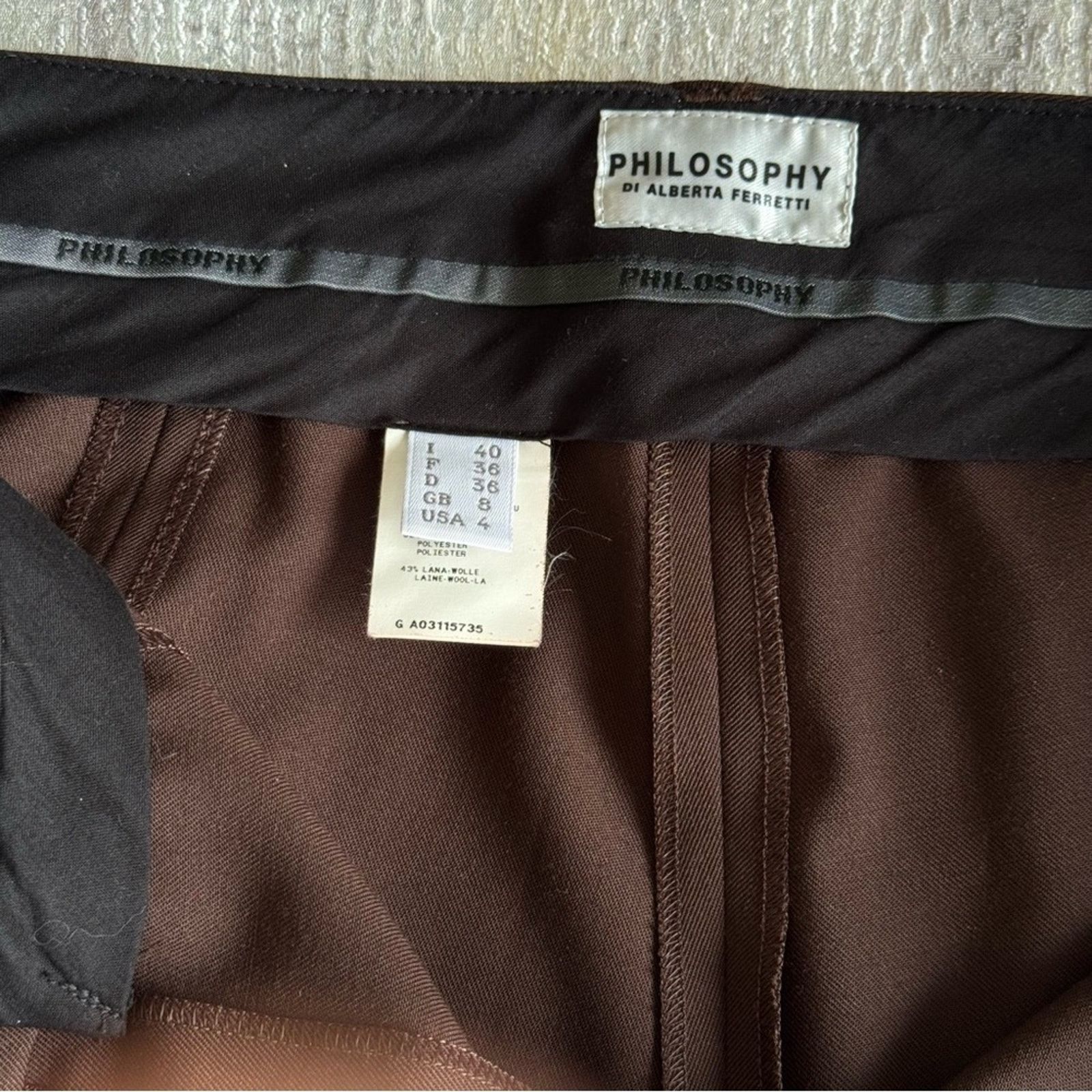 Alberta Ferretti Alberta Ferretti Chocolate Brown Trousers, Size 4 Size 27" / US 4 / IT 40 - 14 Thumbnail