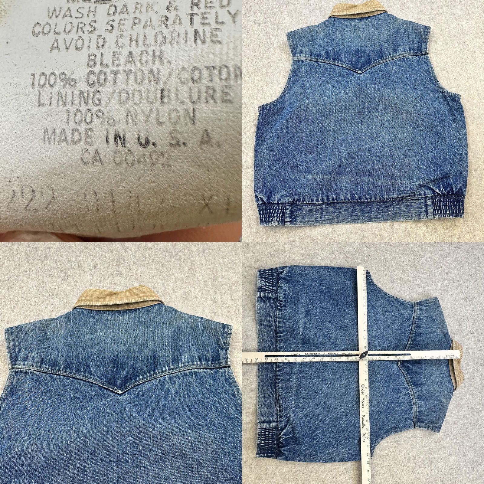 Lee VINTAGE Lee Vest Mens XL Blue Denim Corduroy Collar Quilted Lined Made USA 90s Size US XL / EU 56 / 4 - 10 Thumbnail