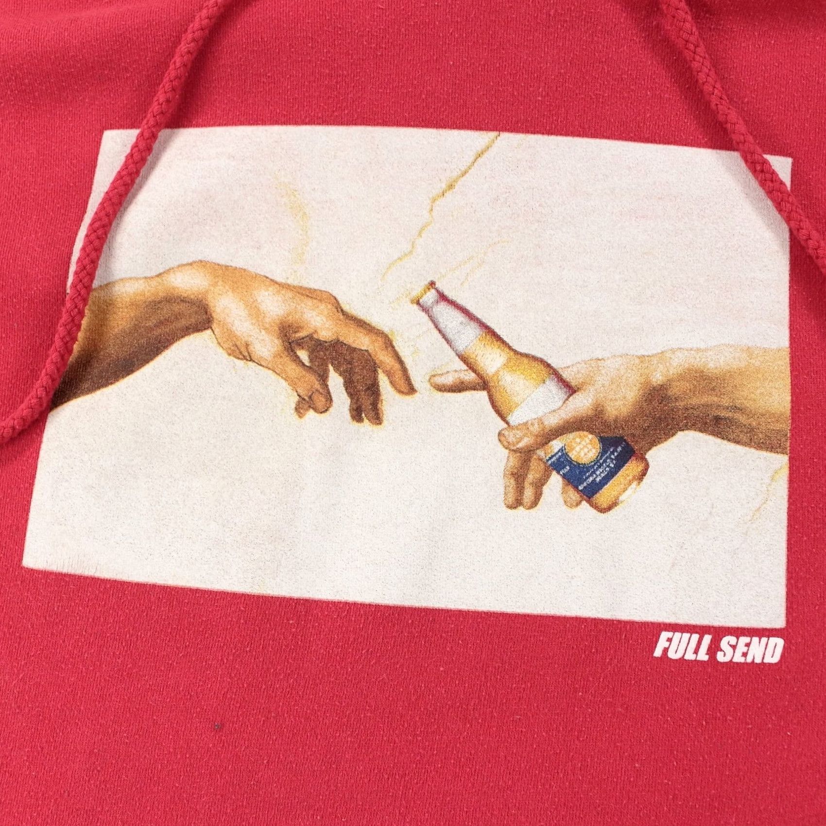 Vintage FULL SEND Creation of Adam Corona hoodie sweatshirt 2XL Nelk Boys red logo solid cotton blend pullover drawstring Men Size US XXL / EU 58 / 5 - 2 Thumbnail