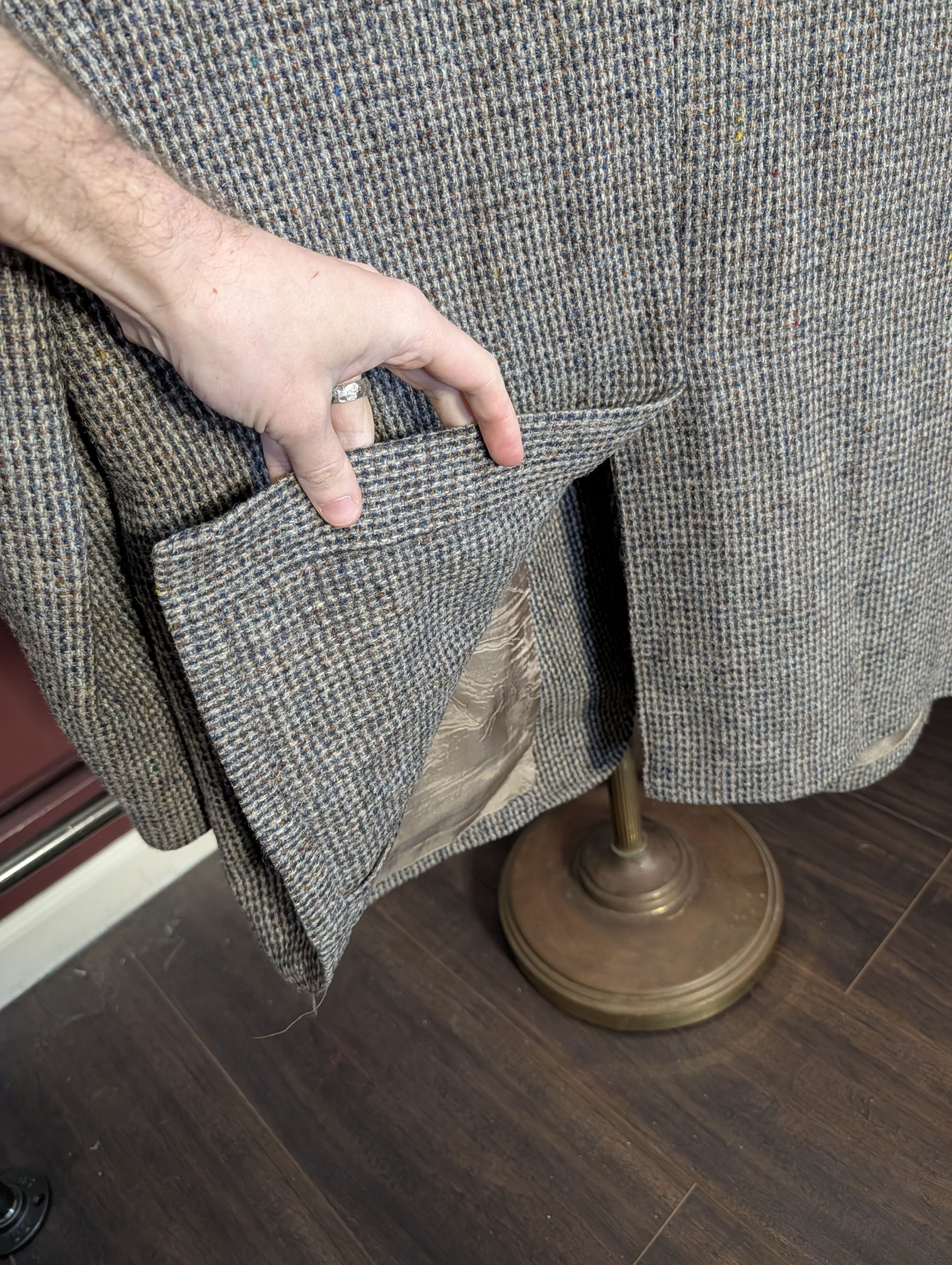 Harris Tweed Vintage speckled knit Scottish wool custom jacket Size 48R - 9 Thumbnail