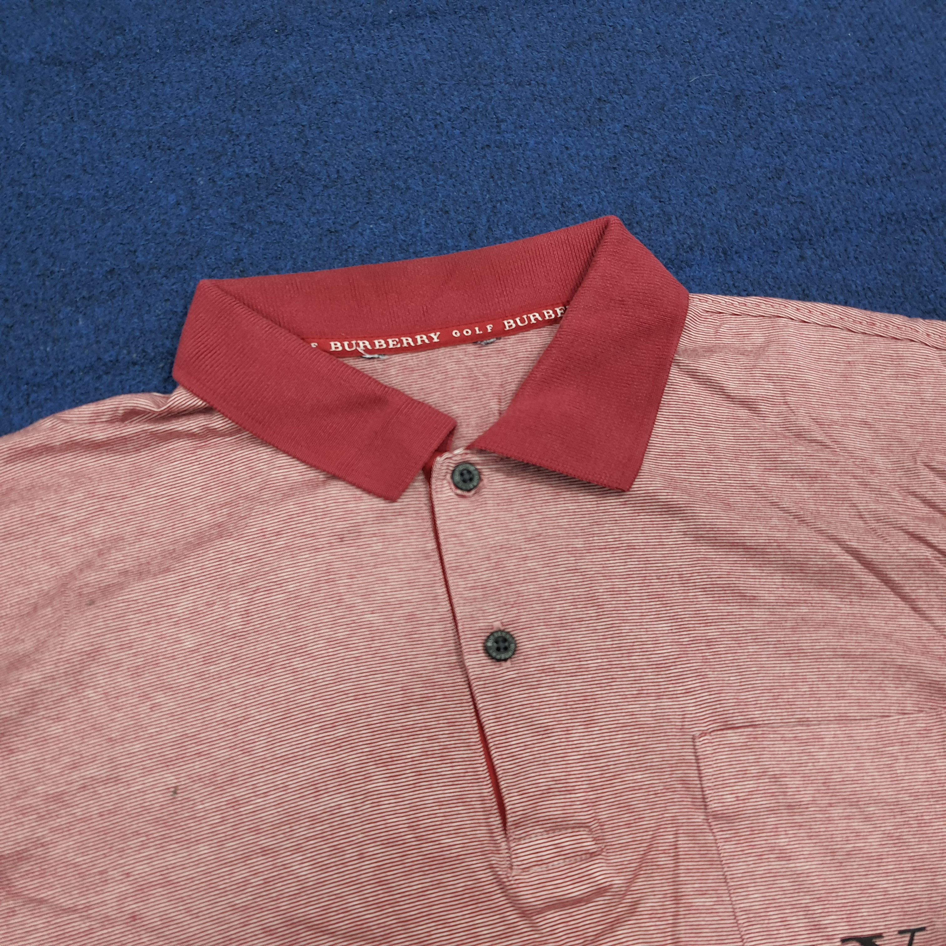 Burberry Vintage Burberry Golf Red Pinstripe Polo Shirt C276N43 Size US L / EU 52-54 / 3 - 4 Thumbnail
