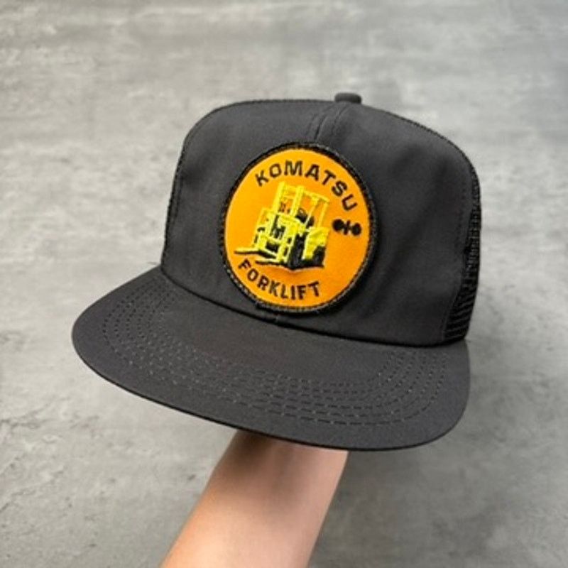Vintage Vintage Komatsu Forklift Black Snapback Hat Size ONE SIZE - 1 Thumbnail