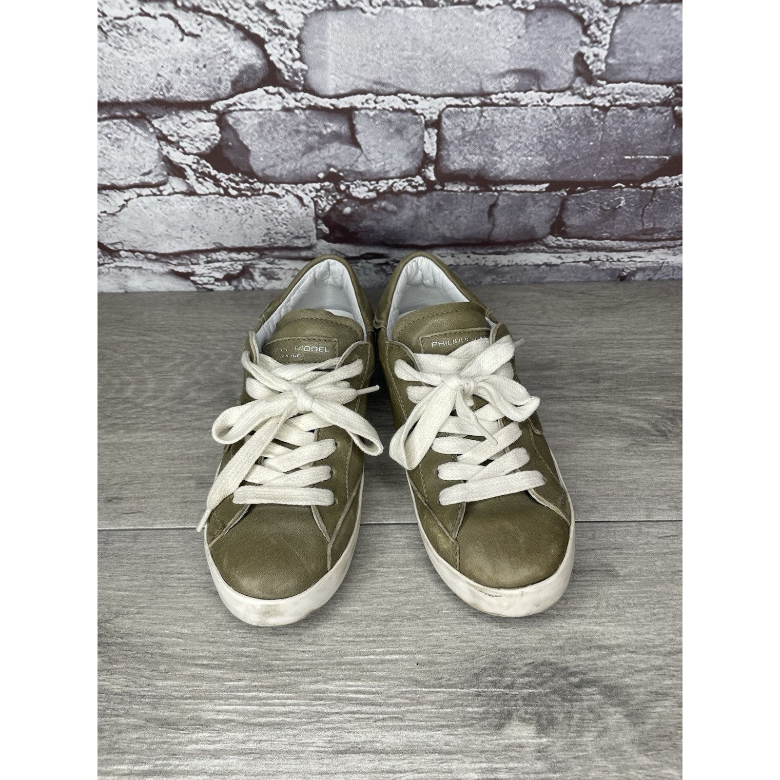 Philippe Model Philippe Model Paris Olive Green Leather Casual Sneakers Jun Size US 12 / IT 42 - 2 Thumbnail