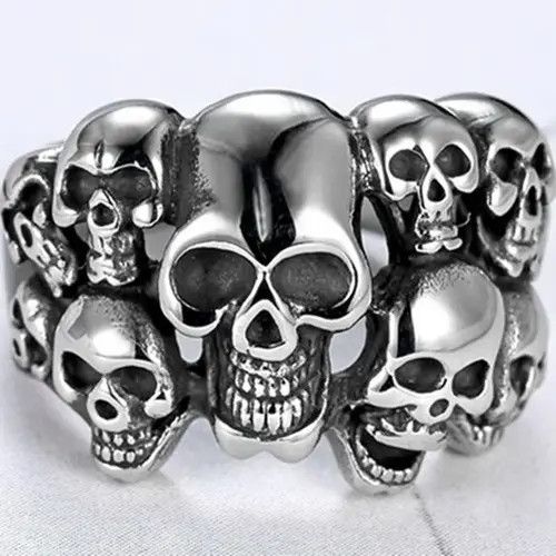 Jewelry × Vintage Adjustable Multiple Skeleton Skull Rings Grunge Rock Ghost Size ONE SIZE - 2 Thumbnail