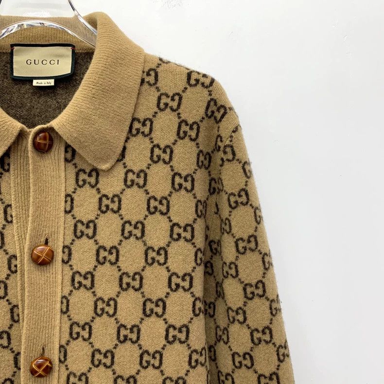 Gucci Gucci Brown logo jacquad full-print wool lapel single-brea Size S / US 4 / IT 40 - 3 Thumbnail
