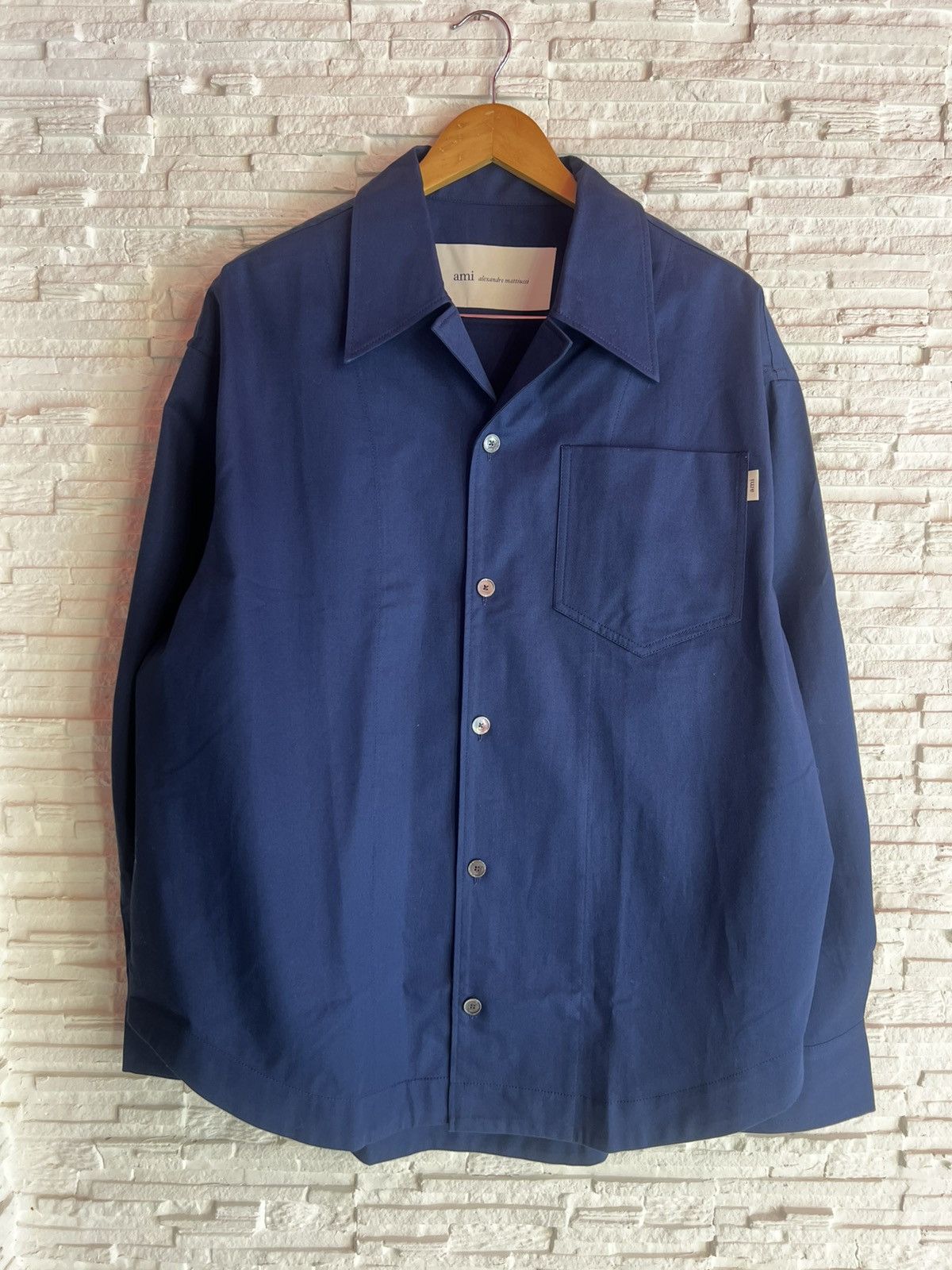 AMI Ami Oversized Cotton Shirt Dark Navy Pocket Unisex Size M Size US M / EU 48-50 / 2 - 2 Thumbnail