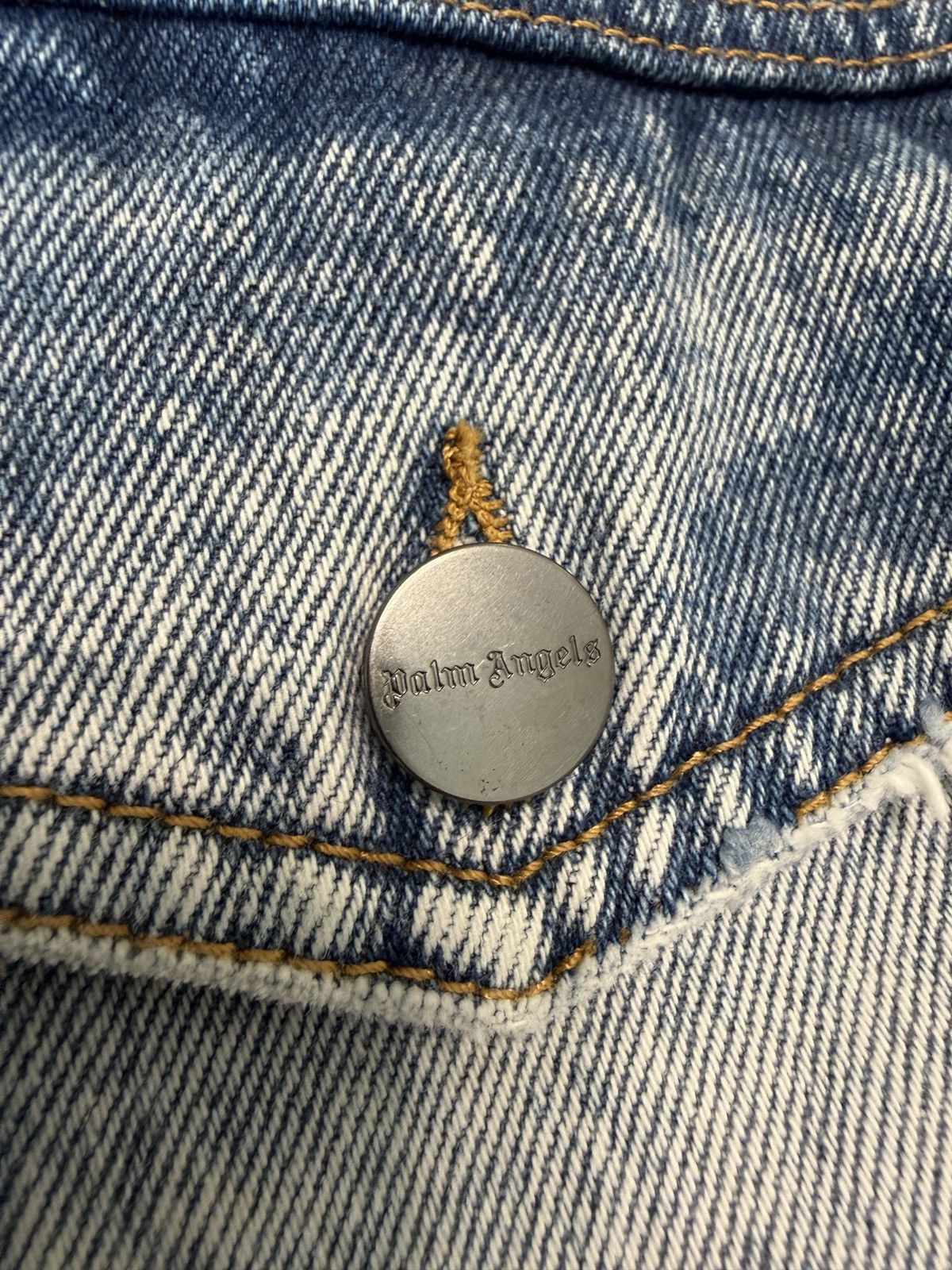 Palm Angels Palm Angels Logo Over Denim Jacket Blue White Size US M / EU 48-50 / 2 - 7 Thumbnail