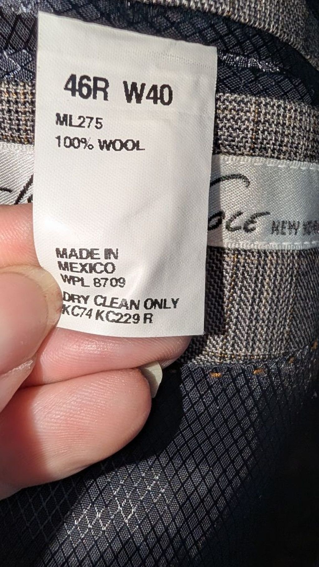 Kenneth Cole Kenneth Cole New York Gray Plaid Wool Sport Coat 46R, Men Size 46R - 4 Thumbnail