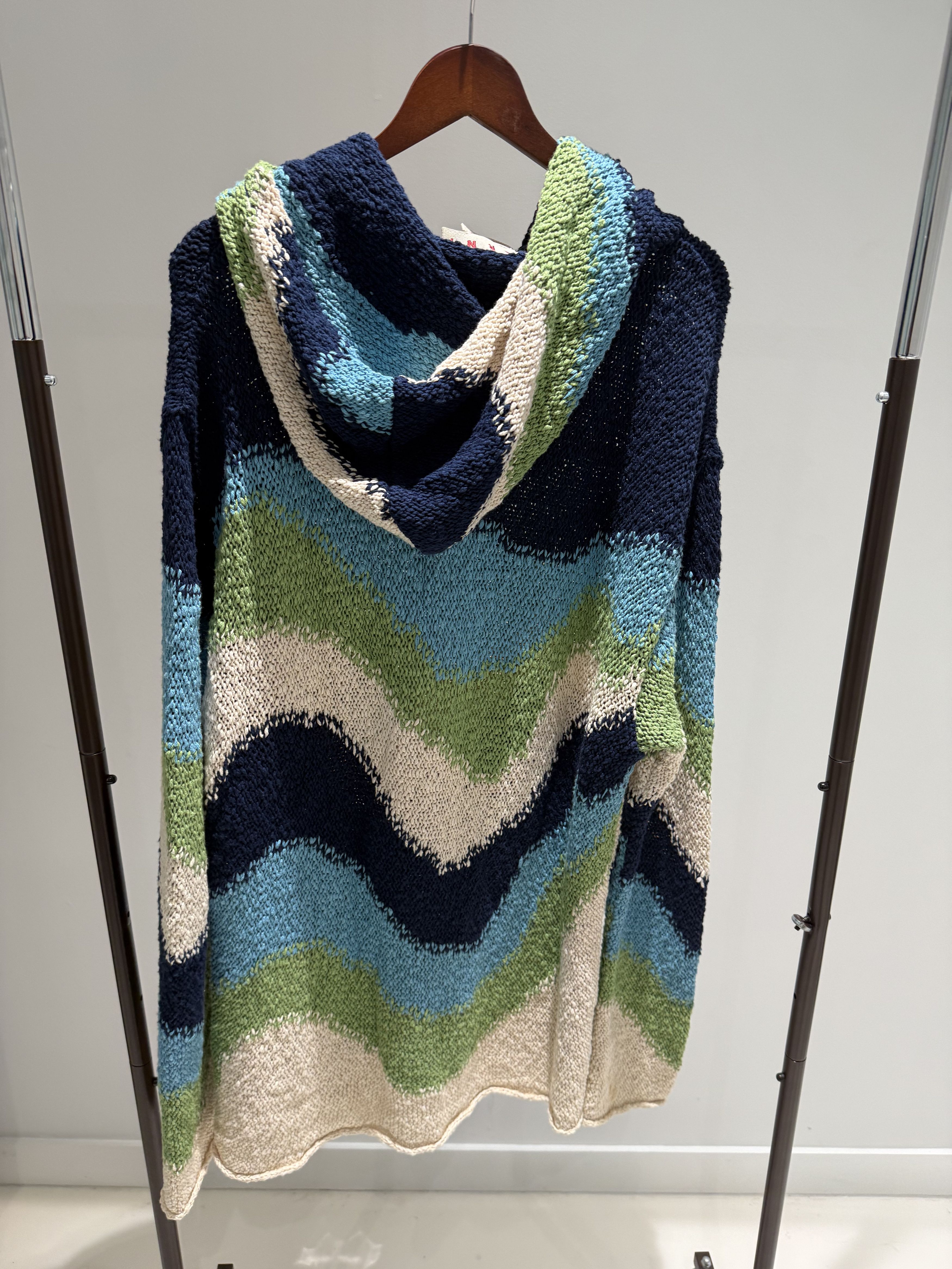 Marni MARNI WAVY STRIPED KNIT HOODIE Size US XL / EU 56 / 4 - 5 Thumbnail