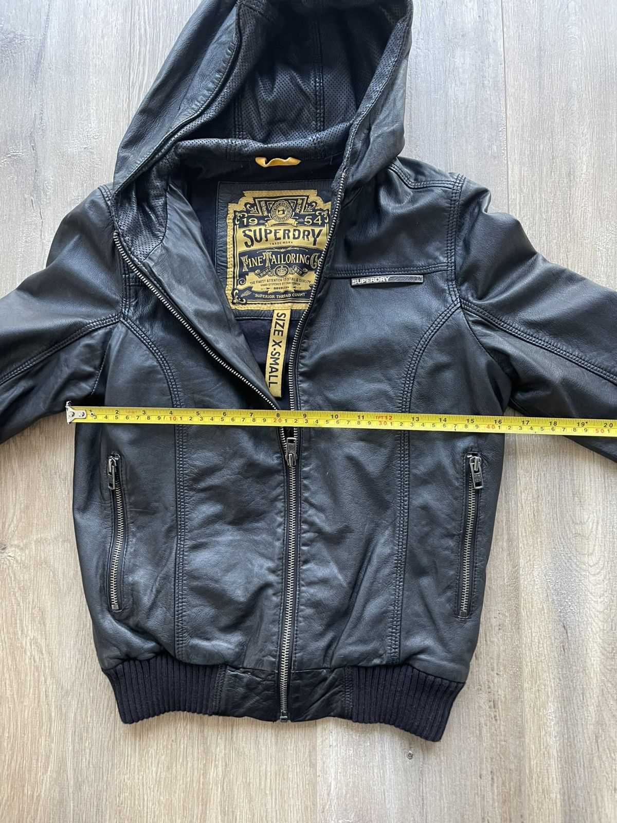 Superdry Superdry Fine Tailoring Co. Hooded Leather Bomber Size XS / US 0-2 / IT 36-38 - 8 Thumbnail