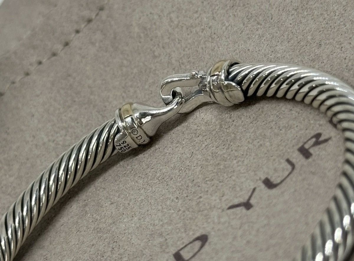 David Yurman David Yurman Classic Cable Silver Bangle w 18k 5mm Sz Medium Size ONE SIZE - 4 Thumbnail