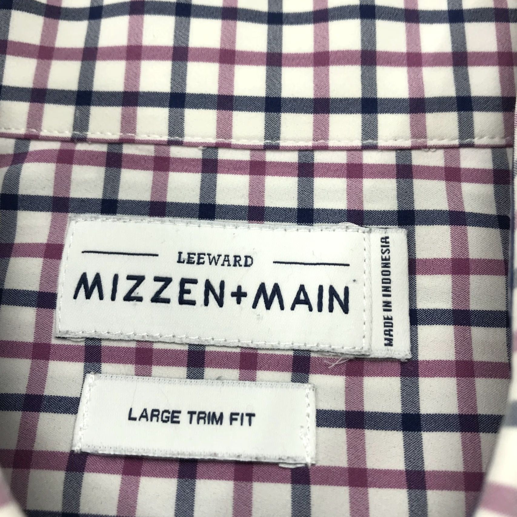 Mizzen+Main Mizzen+Main Shirt Mens Large Pink Check Casual Stretch Trim Fit Button-Up Long Sleeve Size US L / EU 52-54 / 3 - 4 Thumbnail