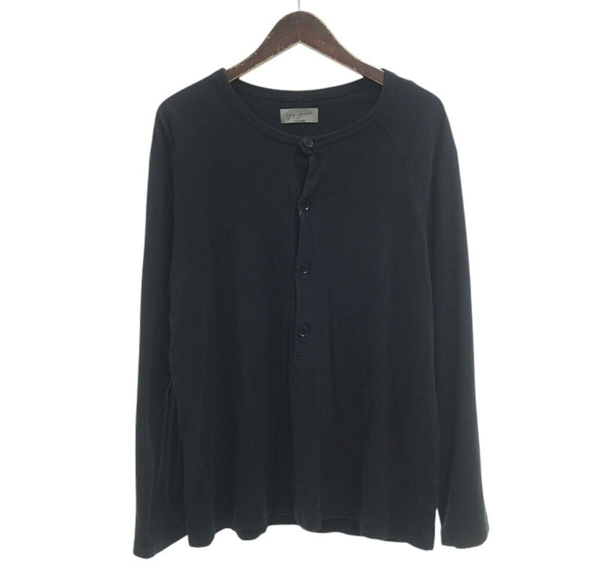 Yohji Yamamoto YOHJI YAMAMOTO 12SS Men's Black Cotton Henley Knit Size US L / EU 52-54 / 3 - 1 Thumbnail