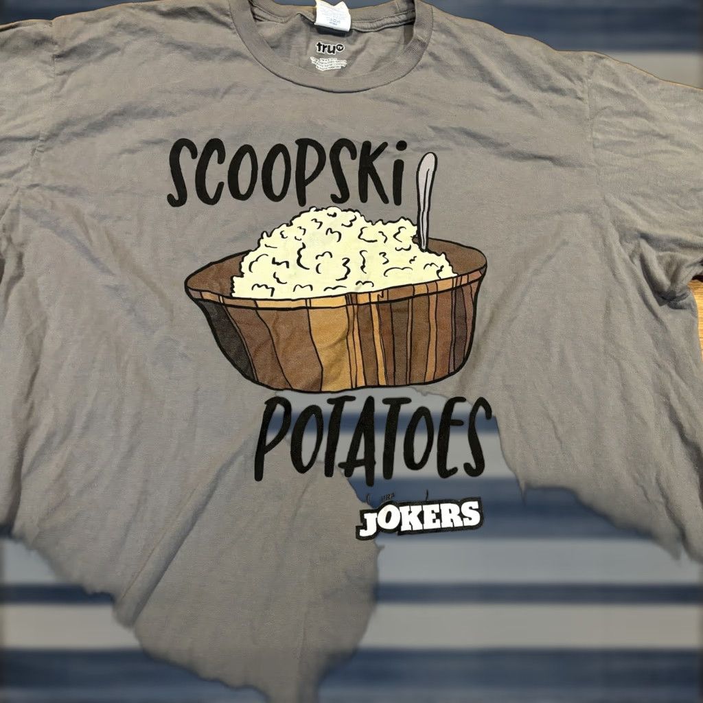 Gildan Tru Tv Impractical Jokers Scoopski Potatoes Comedy Tee Joe Sal Murr Q 2XL Gray Cotton T-Shirt Mens Size US XXL / EU 58 / 5 - 1 Thumbnail