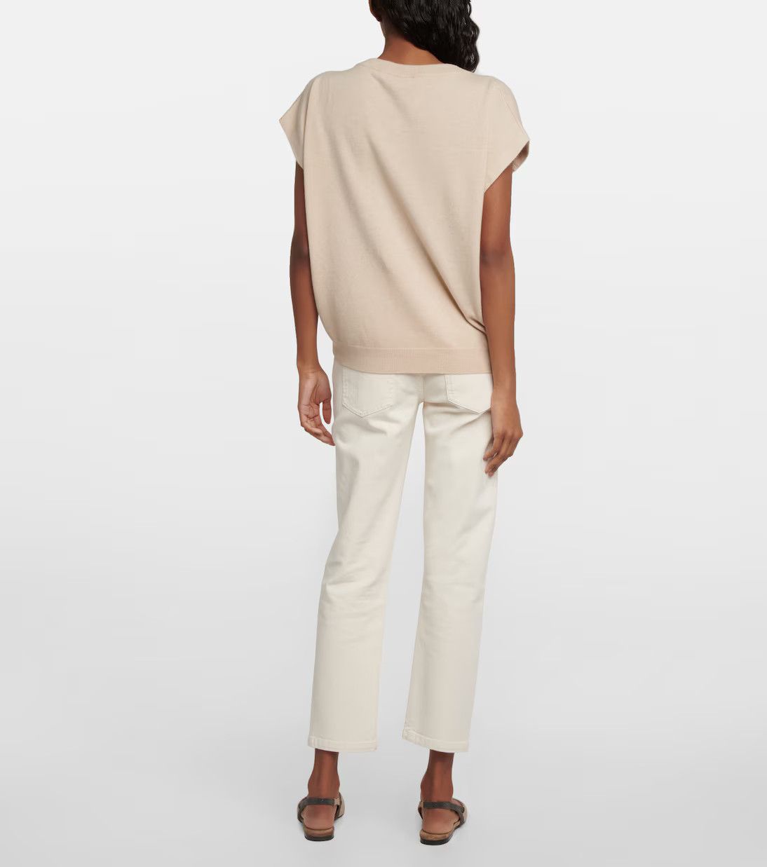 Brunello Cucinelli o1y0825 Short Sleeves Sweater in Beige Size L / US 10 / IT 46 - 4 Thumbnail
