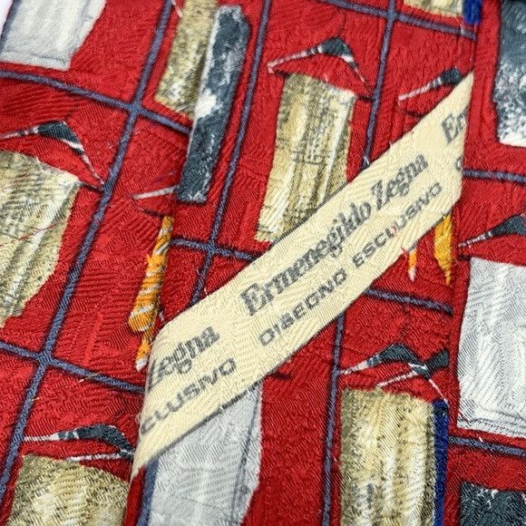 Ermenegildo Zegna Ermenegildo Zegna Red and Blue Geometric Tie Size ONE SIZE - 9 Thumbnail