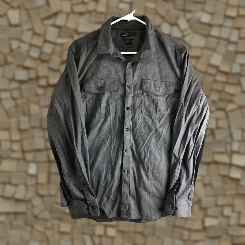 Marcs Marc Anthony Mens Large Wrinkle Resistant Gray Long Sleeve Spread Collar Shirt Size US L / EU 52-54 / 3 - 1 Thumbnail