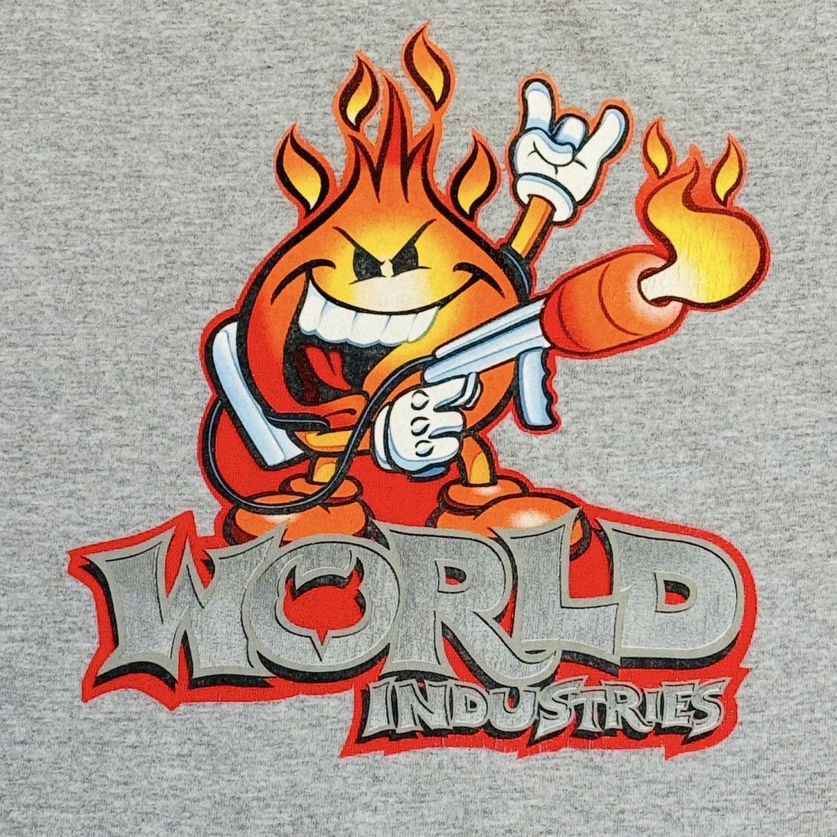 World Industries Vintage WORLD INDUSTRIES Flame Logo T-Shirt - Gray Size US M / EU 48-50 / 2 - 2 Thumbnail