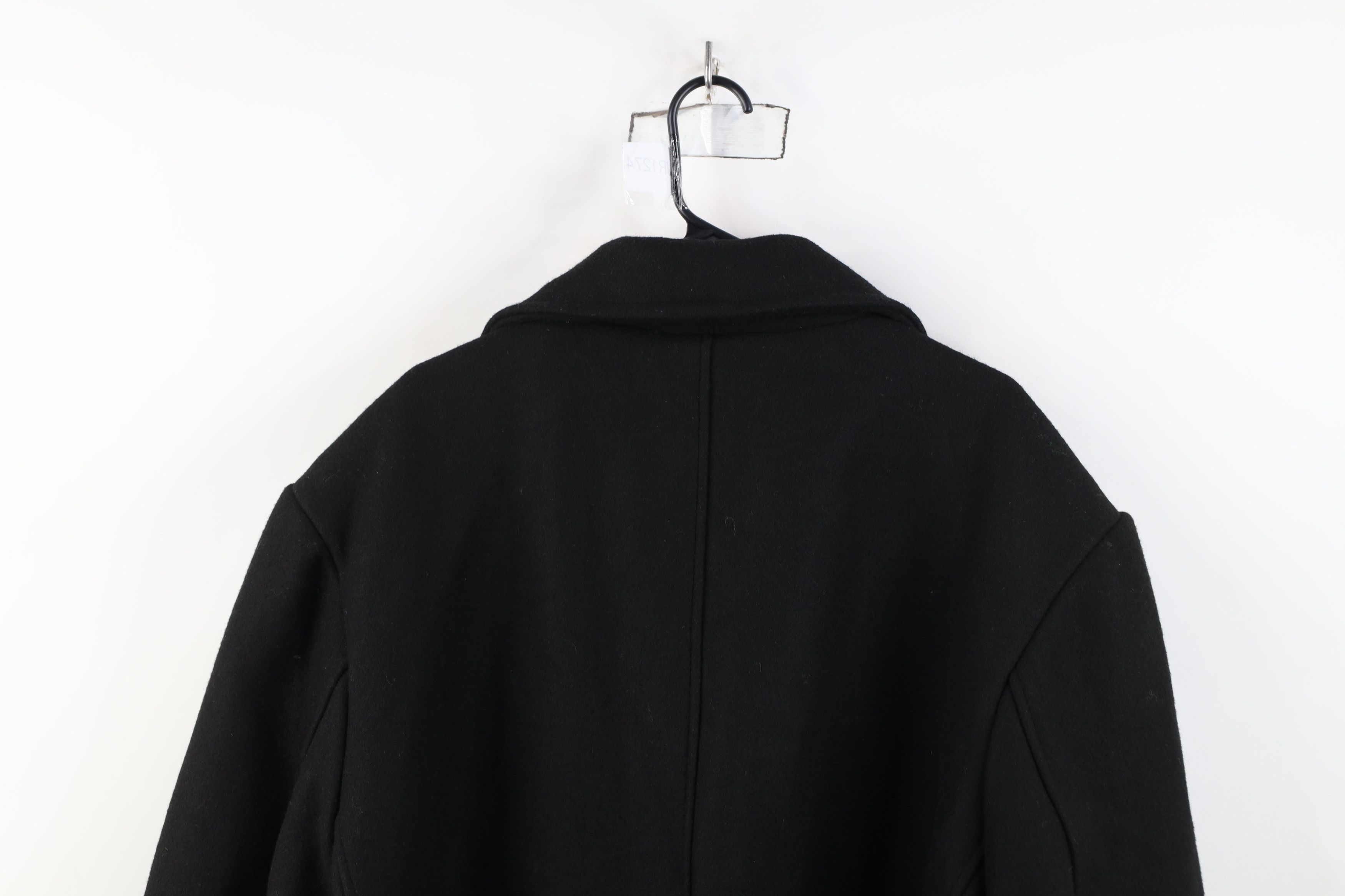Vintage Deadstock Vintage 90s Y2K Wool Naval Peacoat Jacket Black Size US L / EU 52-54 / 3 - 13 Thumbnail