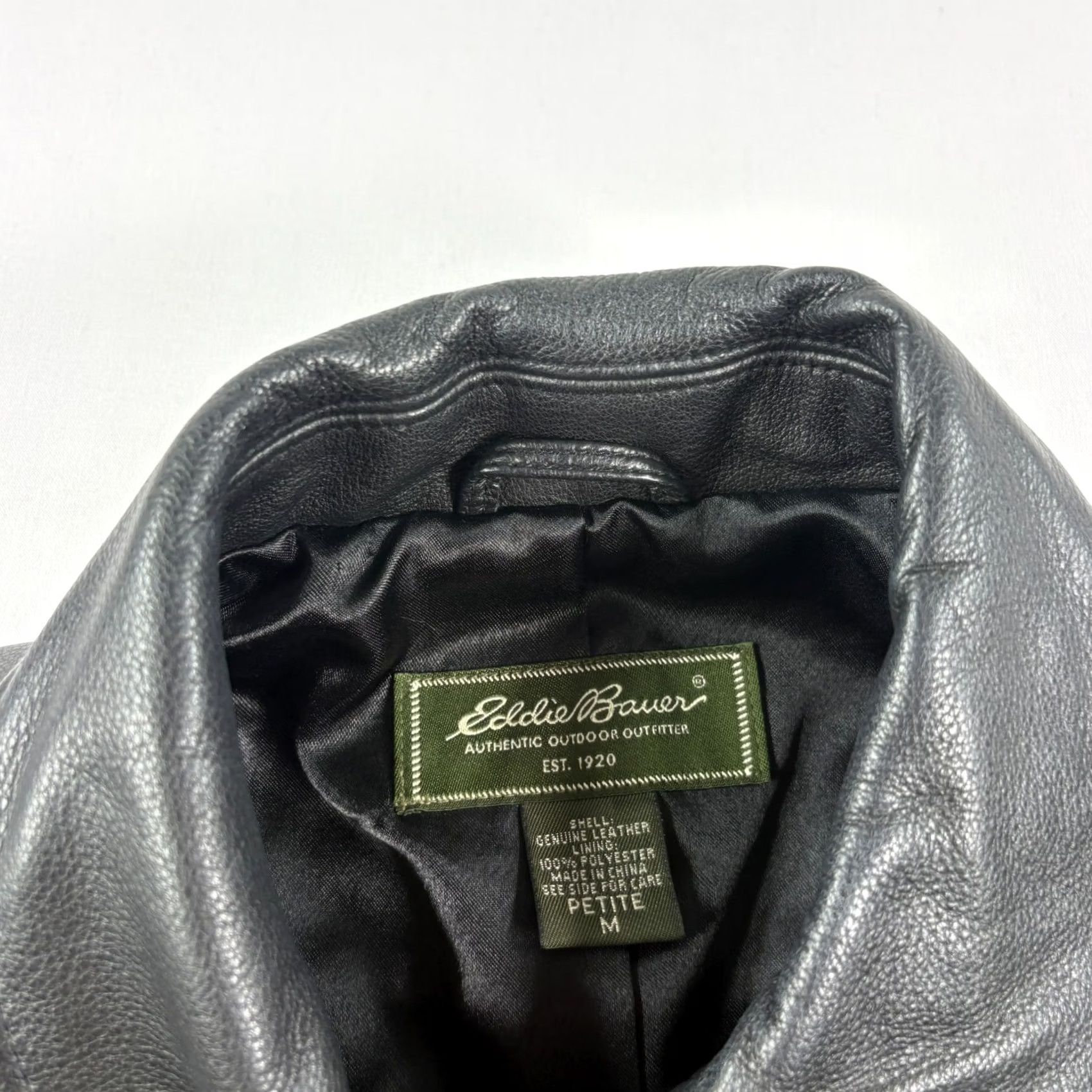 Eddie Bauer VINTAGE Eddie Bauer Leather Coat Womens Black Medium Petite Full Zip Trench Jacket Size M / US 6-8 / IT 42-44 - 2 Thumbnail