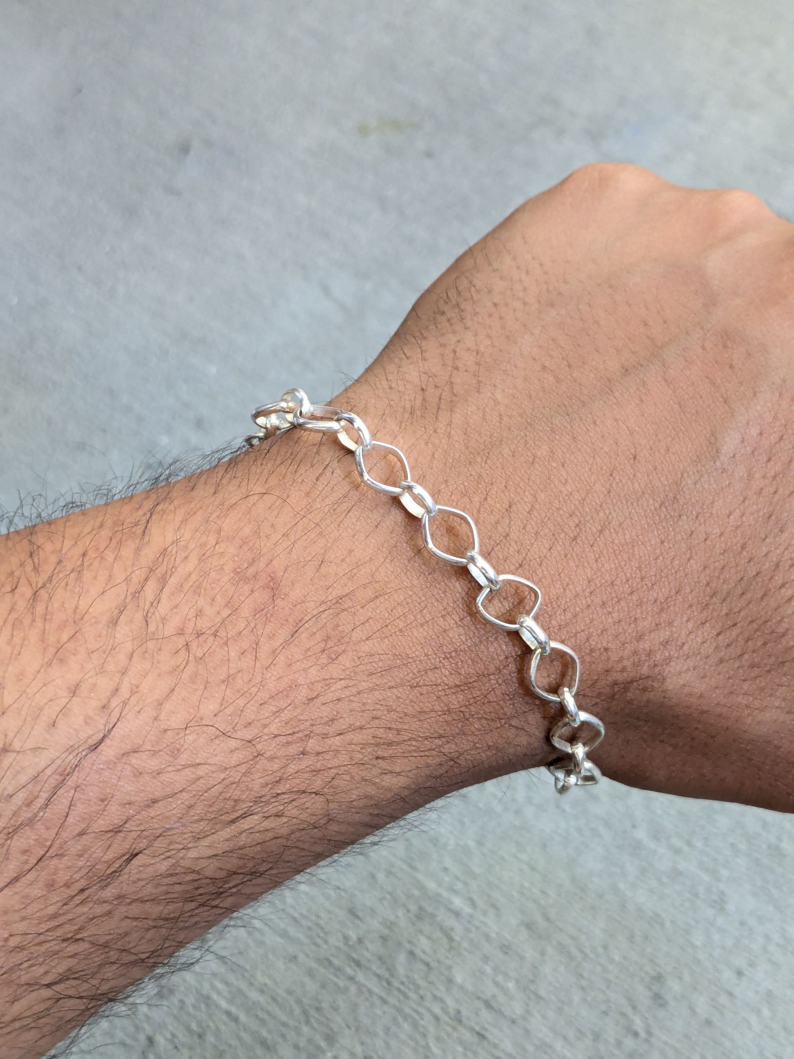 Jewelry Sterling Silver Bracelet Oval 8" Chain Link Size ONE SIZE - 12 Thumbnail