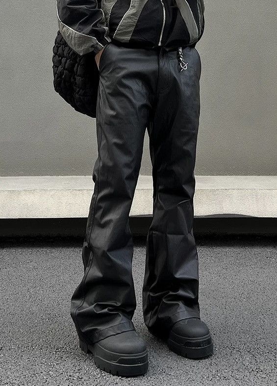 Japanese Brand × Vintage Avant garde retro pu leather flare pants Size US 28 / EU 44 - 1 Thumbnail