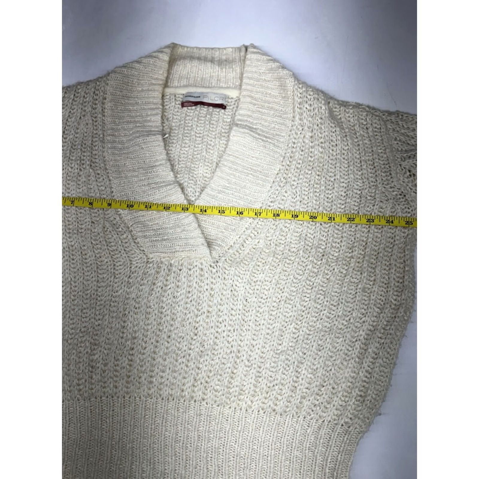 Anthropologie Anthropologie Pilcro Marla V-Neck Sweater Knit Women’s Size S Ivory Oversized Pullover Dolman Sleeve Size S / US 4 / IT 40 - 3 Thumbnail