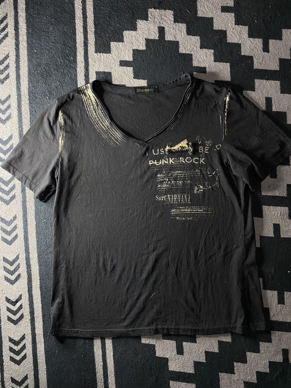 If Six Was Nine × Japanese Brand × Le Grande Bleu (L.G.B.) Japanese ifsixwasnine style poem v neck tshirts Size US M / EU 48-50 / 2 - 1 Thumbnail
