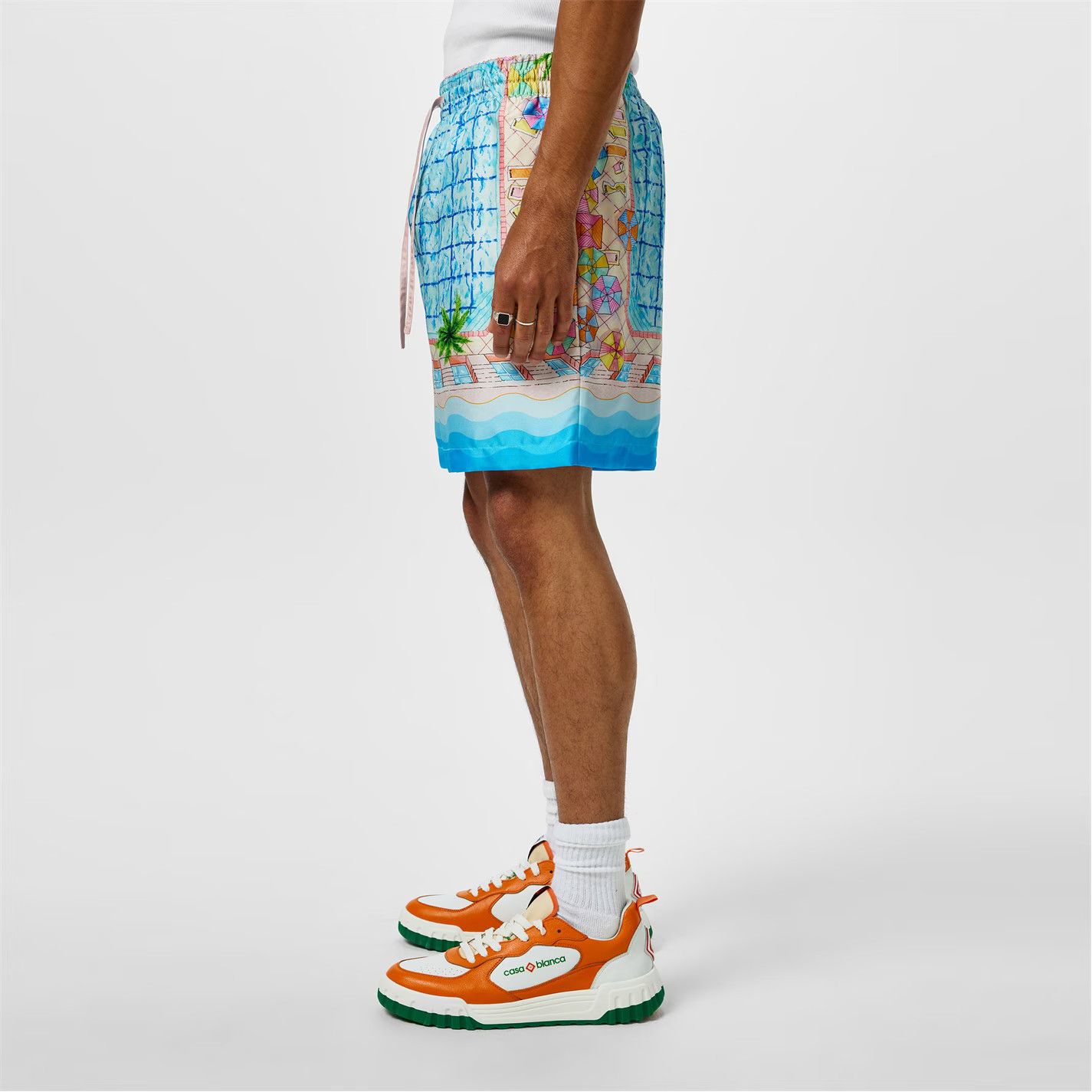 Casablanca os11x0725 The Dive Graphic Silk Shorts in Multicolor Size US 32 / EU 48 - 4 Thumbnail