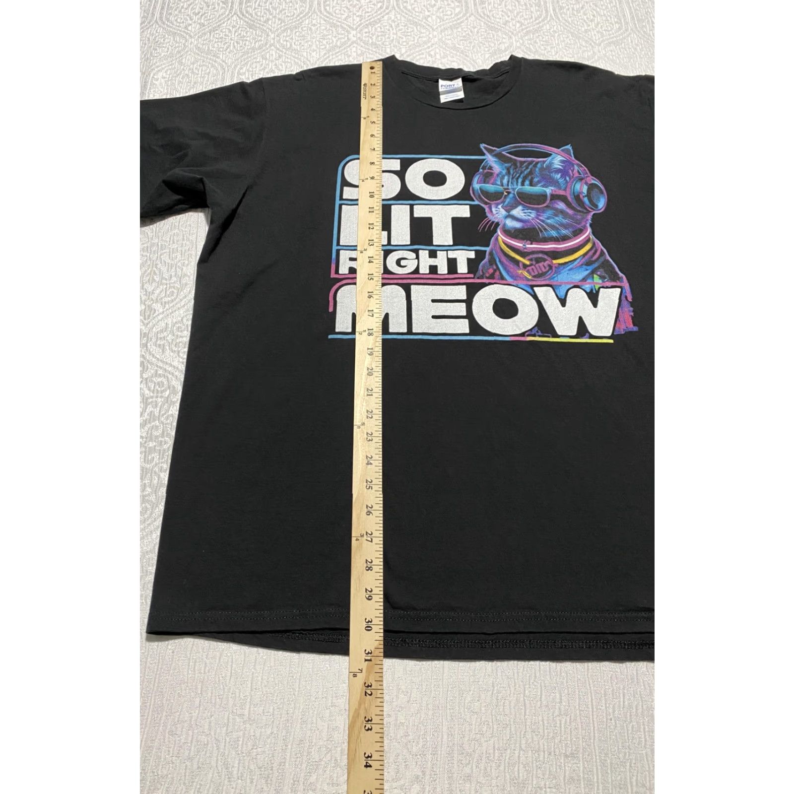 Port & Company So Lit Right Meow Shirt Mens 3XL Black Cat Graphic Tee Port & Company Size US XXL / EU 58 / 5 - 3 Thumbnail