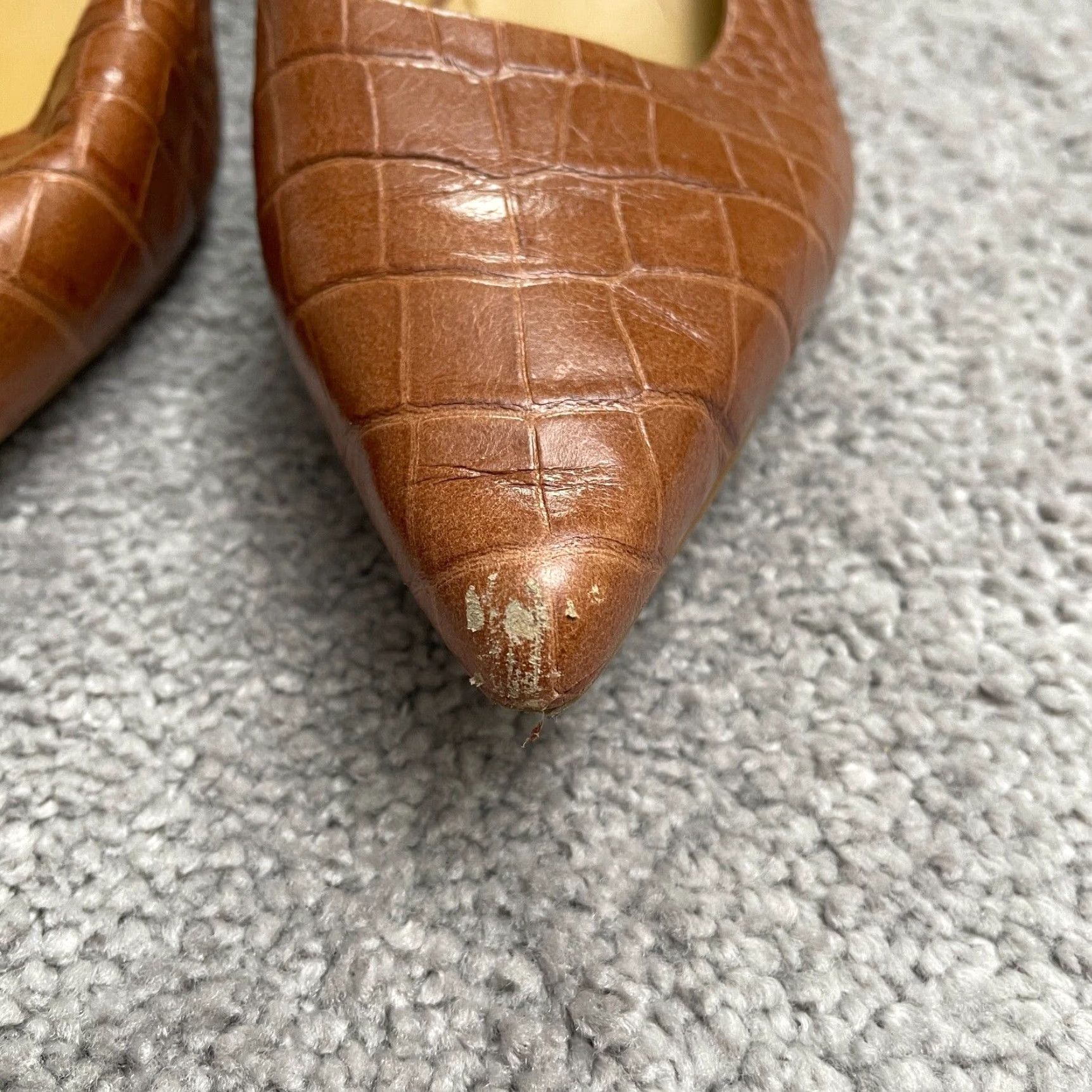 Nine West Nine West Pointed Toe Pump Heels Womens 8M Brown Crocodile Workwear Business Dress Shoes Size US 8 / IT 38 - 3 Thumbnail