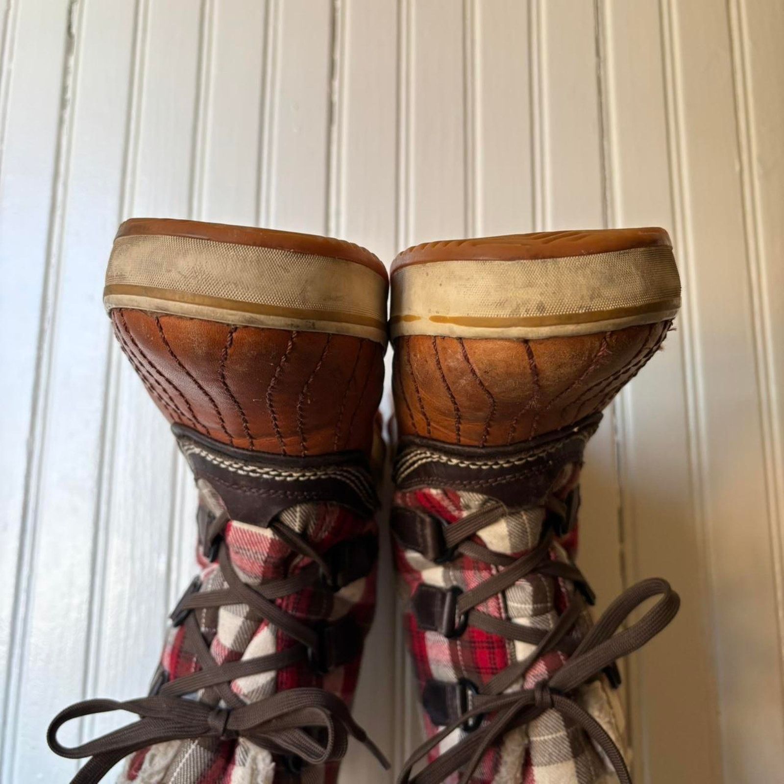 SOREL Sorel Brown Red Plaid Lace Up Sherpa Lined Boots 7.5 Size US 7.5 / IT 37.5 - 2 Thumbnail