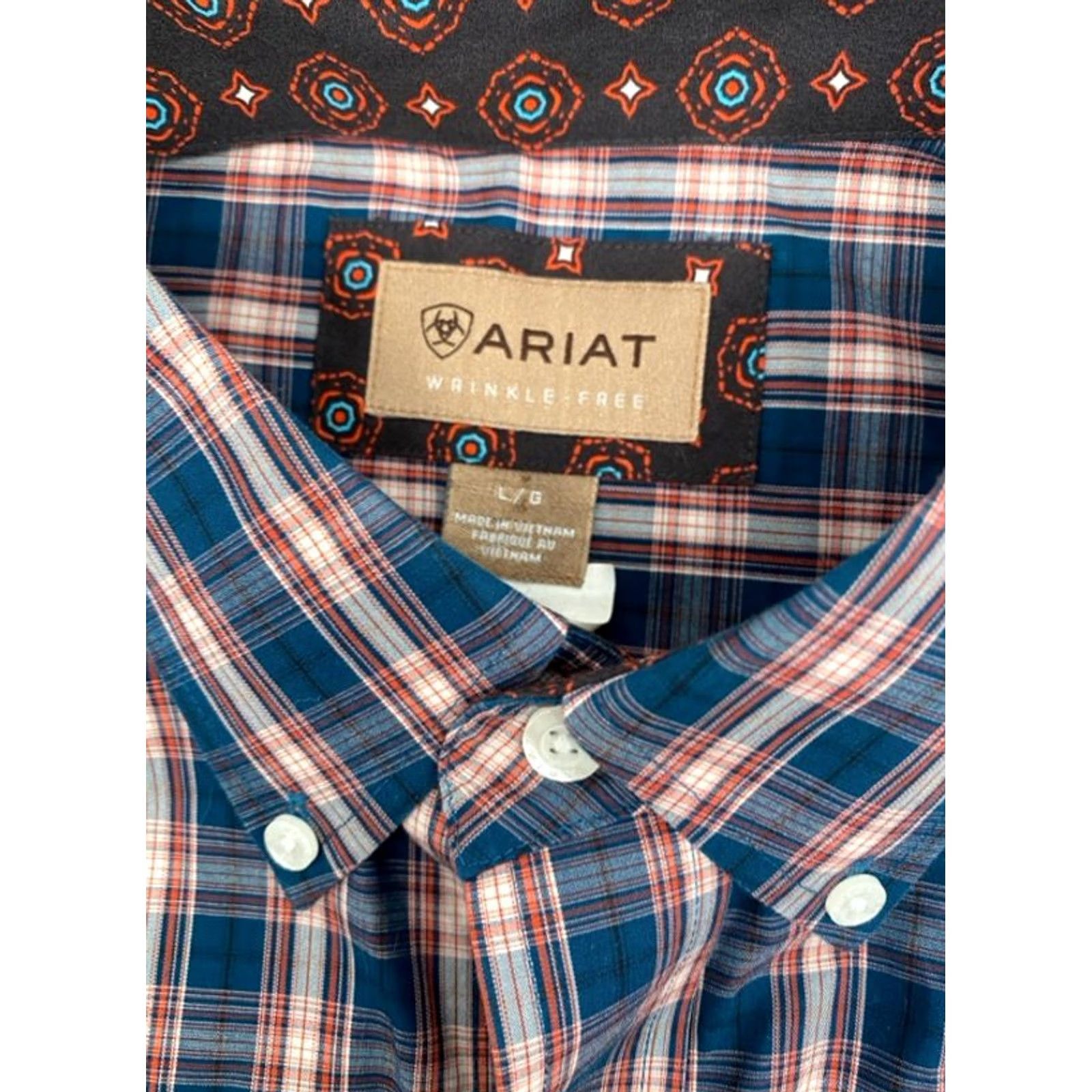 Ariat ARIAT Mens Long Sleeve Button-Up Western Shirt Wrinkle Free Plaid Multicolor Cotton 3768 Size US L / EU 52-54 / 3 - 5 Thumbnail