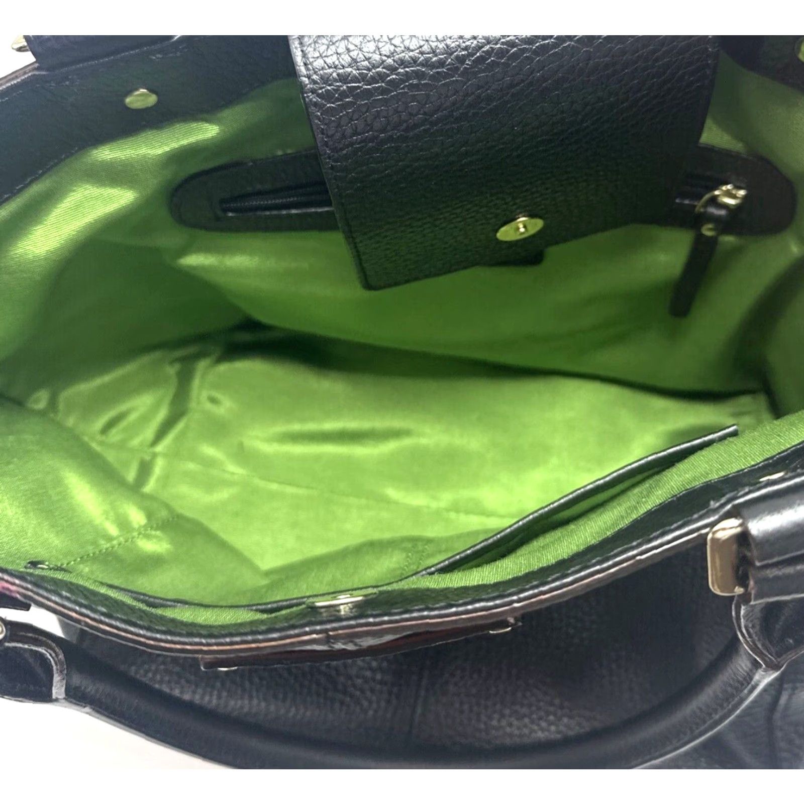 Vintage kate spade new york Shoulder Bag OS Black Pebbled Leather Leather Inner Pockets Adjustable Strap Vintage No Womens Bag Size ONE SIZE - 4 Thumbnail